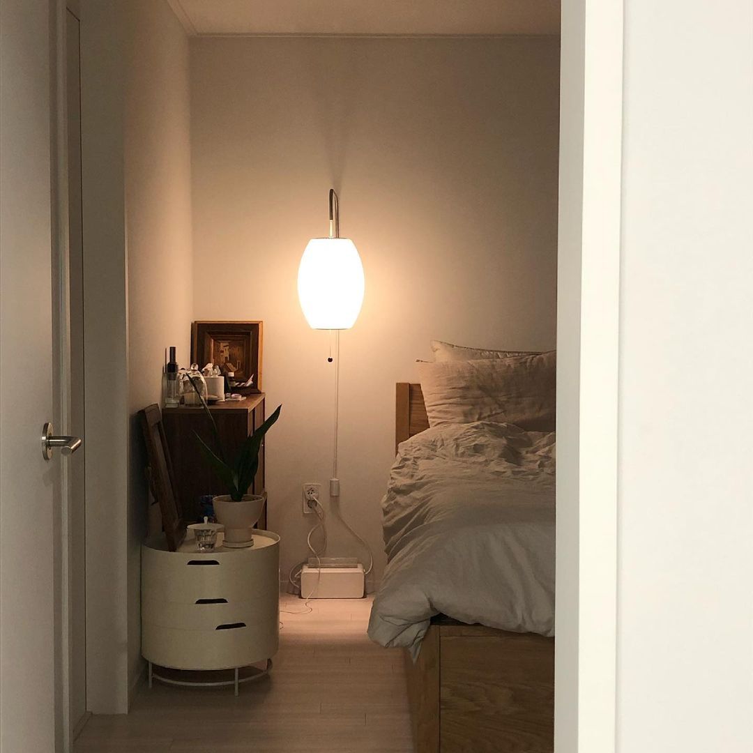 Wall Lamp Walnut Opal Shade 40.0 cm White Bedroom Living Room Plug In Reading Light Japandi Mid Century Accent Lighting | Thomler