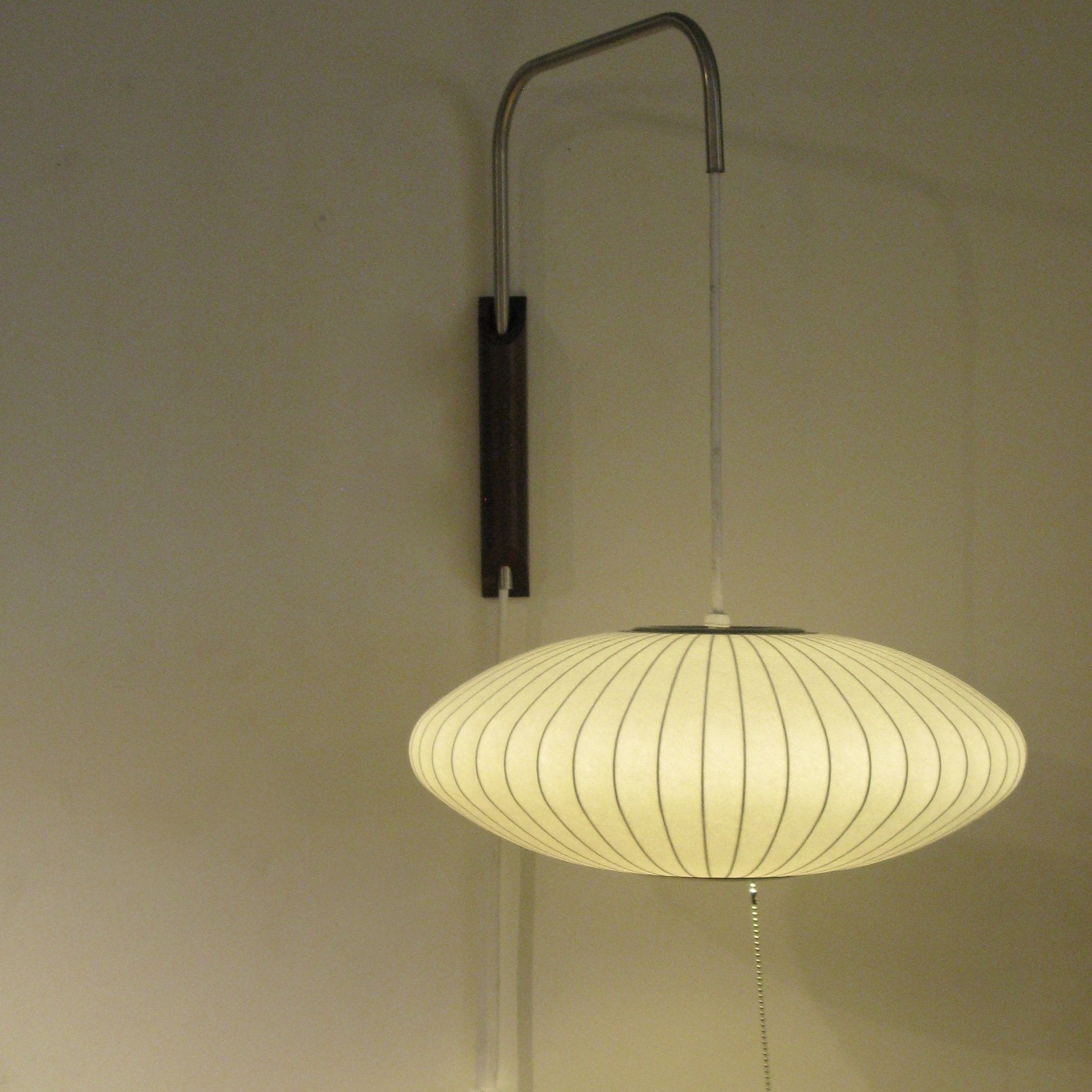 Wall Lamp Walnut Opal Shade 40.0 cm White Bedroom Living Room Plug In Reading Light Japandi Mid Century Accent Lighting | Thomler