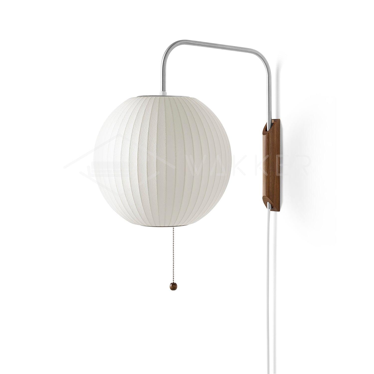 Ball Wall Sconce Swivel LED 15.7 in Chrome Walnut Indoor Lighting Adjustable Plug Cord | Thomler