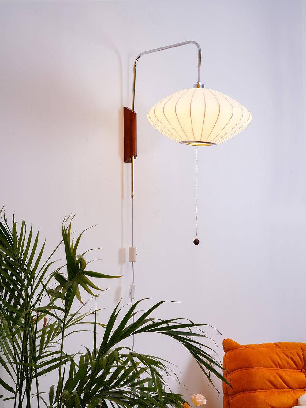Ball Wall Sconce Swivel LED 15.7 in Chrome Walnut Indoor Lighting Adjustable Plug Cord | Thomler
