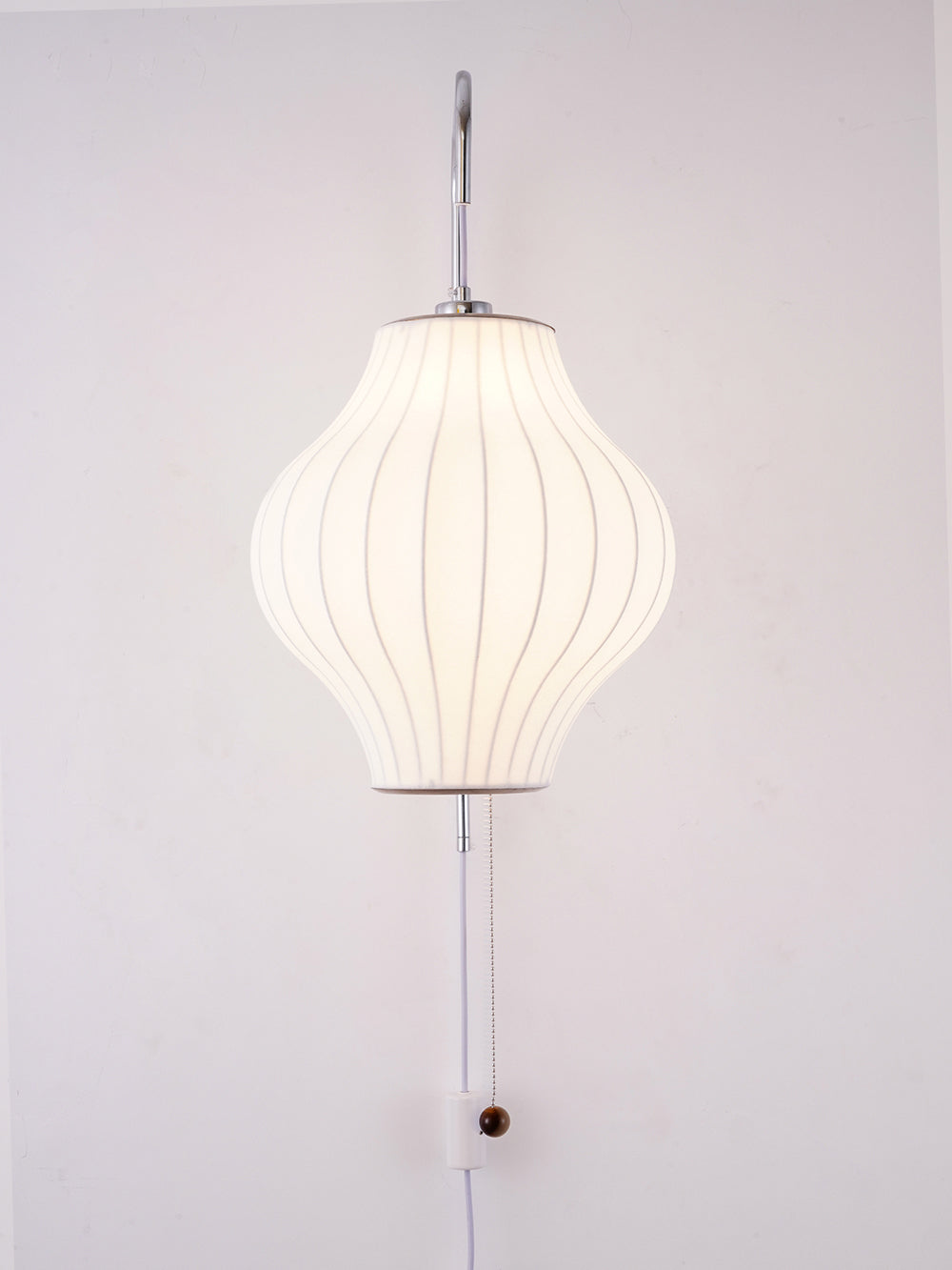 Wall Lamp Walnut Opal Shade 40.0 cm White Bedroom Living Room Plug In Reading Light Japandi Mid Century Accent Lighting | Thomler