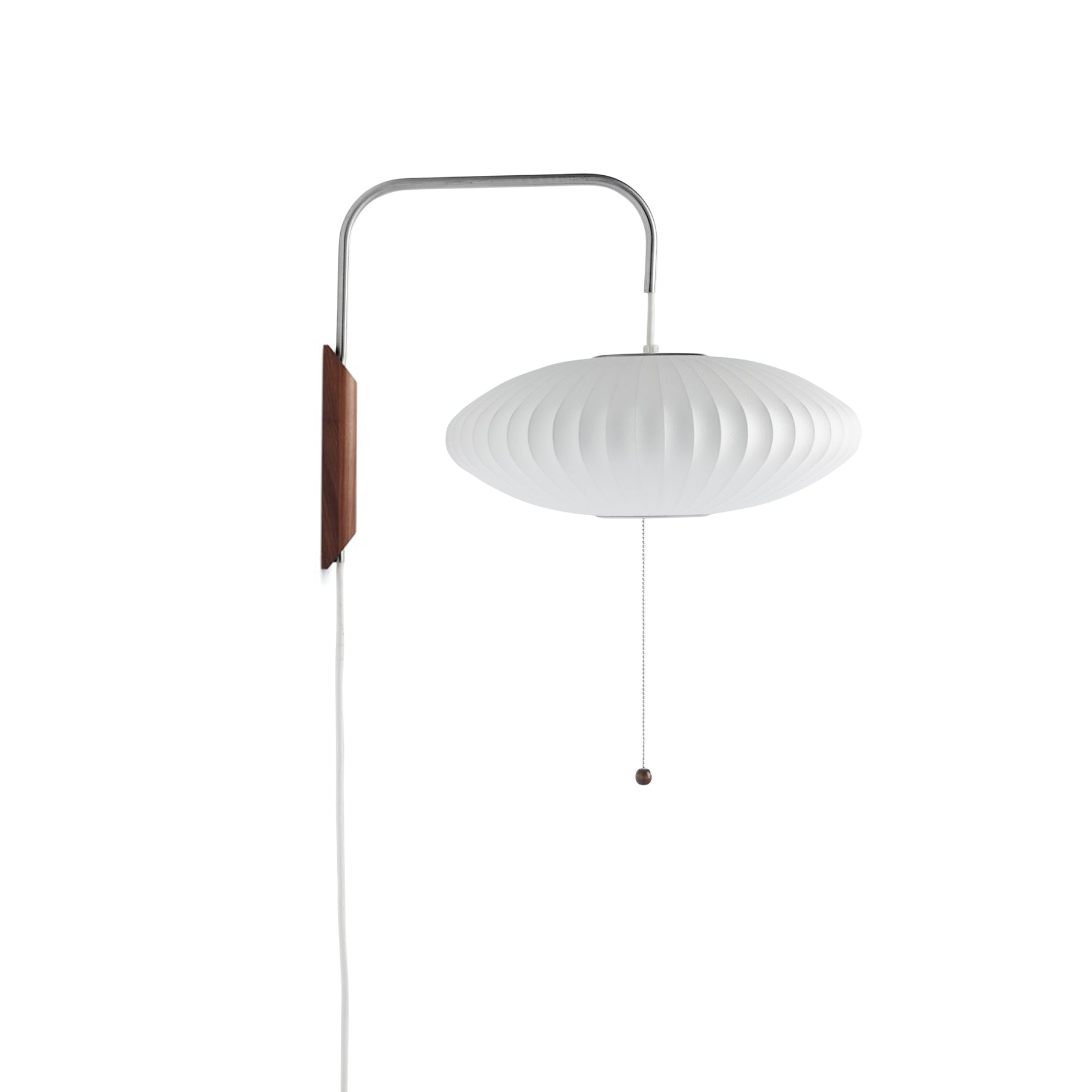 Wall Lamp Walnut Opal Shade 40.0 cm White Bedroom Living Room Plug In Reading Light Japandi Mid Century Accent Lighting | Thomler