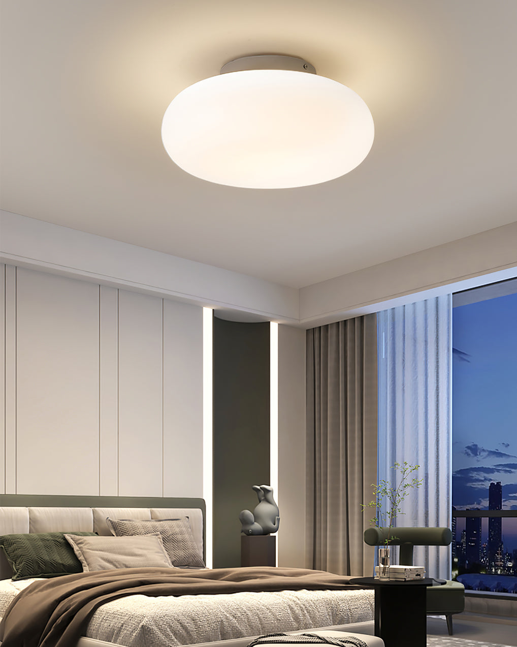 Ceiling Light Metal LED 7.9 in White Indoor Modern Living Room Bedroom Fixture | Thomler