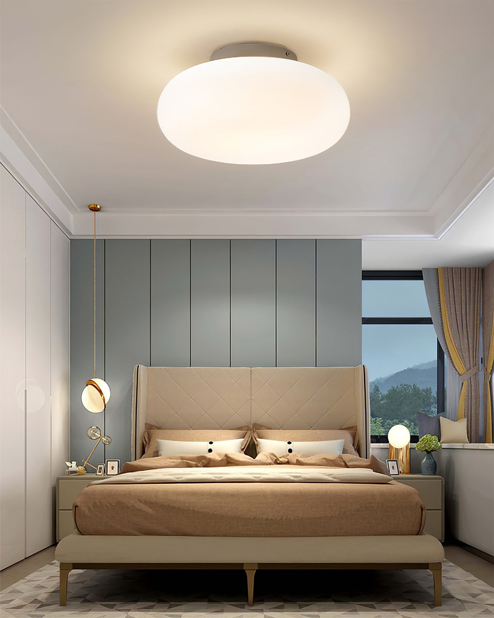 Ceiling Light Metal LED 7.9 in White Indoor Modern Living Room Bedroom Fixture | Thomler