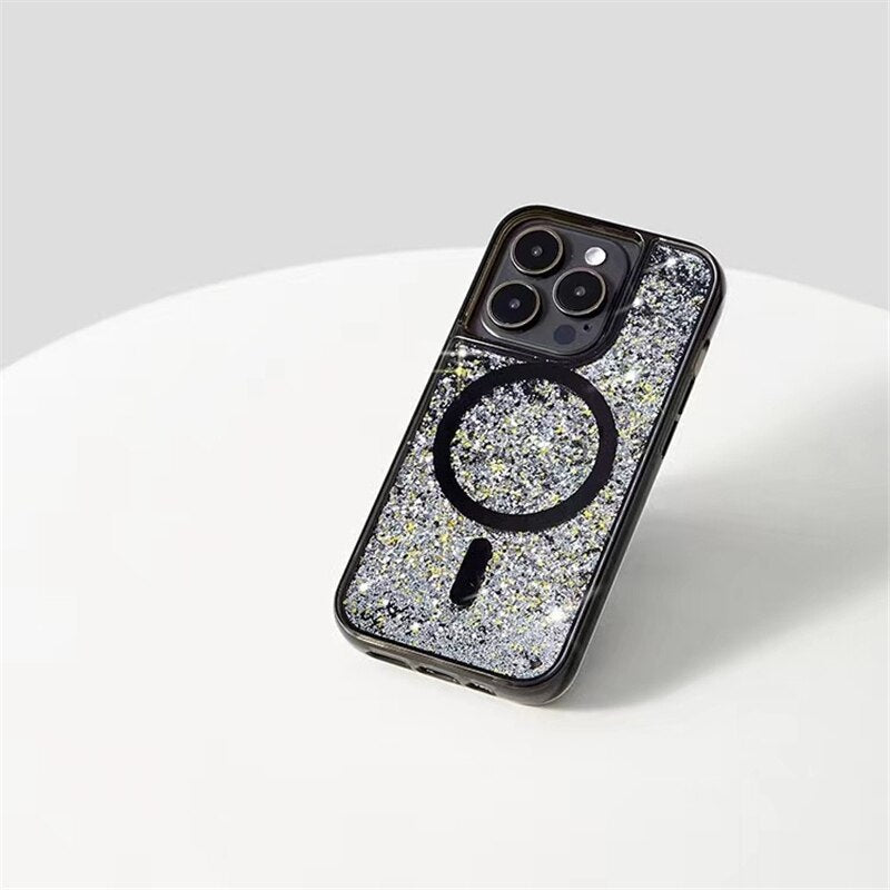 Glitter Liquid Quicksand MagSafe iPhone Case with Anti-Fingerprint TPU Shockproof Protection for iPhone 13 14 15 16 17 Pro Max Air | Thomler