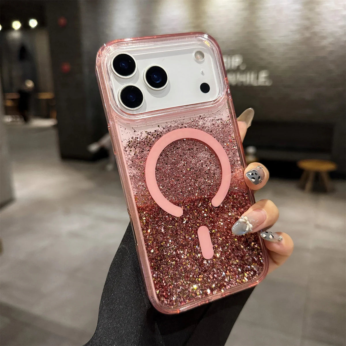 Glitter Liquid Quicksand MagSafe iPhone Case with Anti-Fingerprint TPU Shockproof Protection for iPhone 13 14 15 16 17 Pro Max Air | Thomler