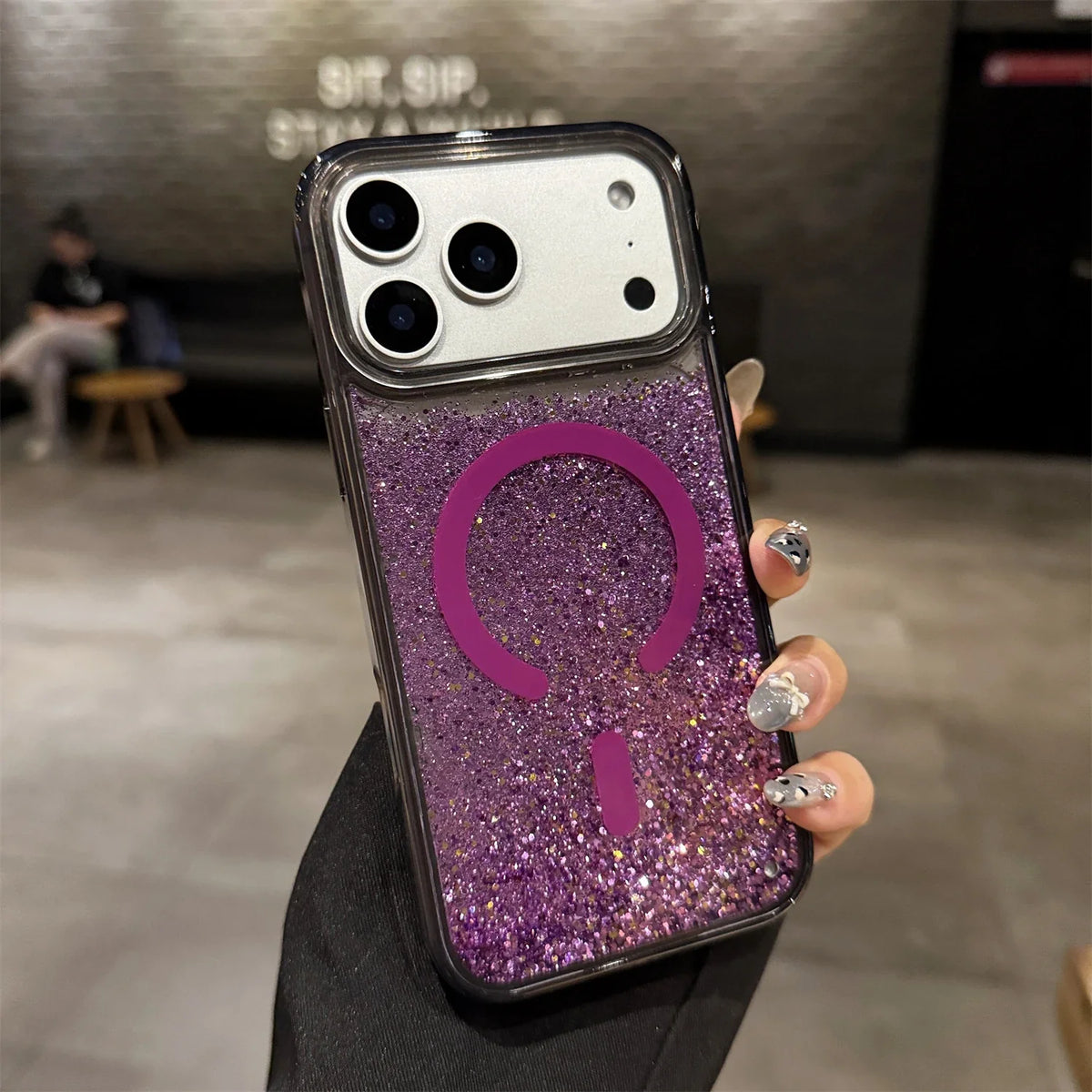 Glitter Liquid Quicksand MagSafe iPhone Case with Anti-Fingerprint TPU Shockproof Protection for iPhone 13 14 15 16 17 Pro Max Air | Thomler