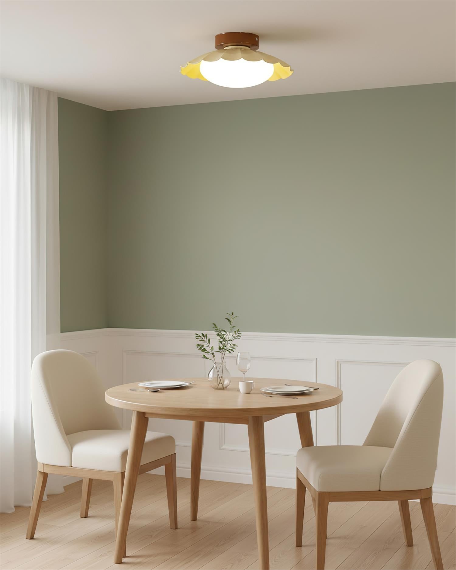 Ceiling Light Metal 9.8 in x 5.1 in Warm White LED Brown Beige White Walnut Living Room Bedroom Fixture | Thomler