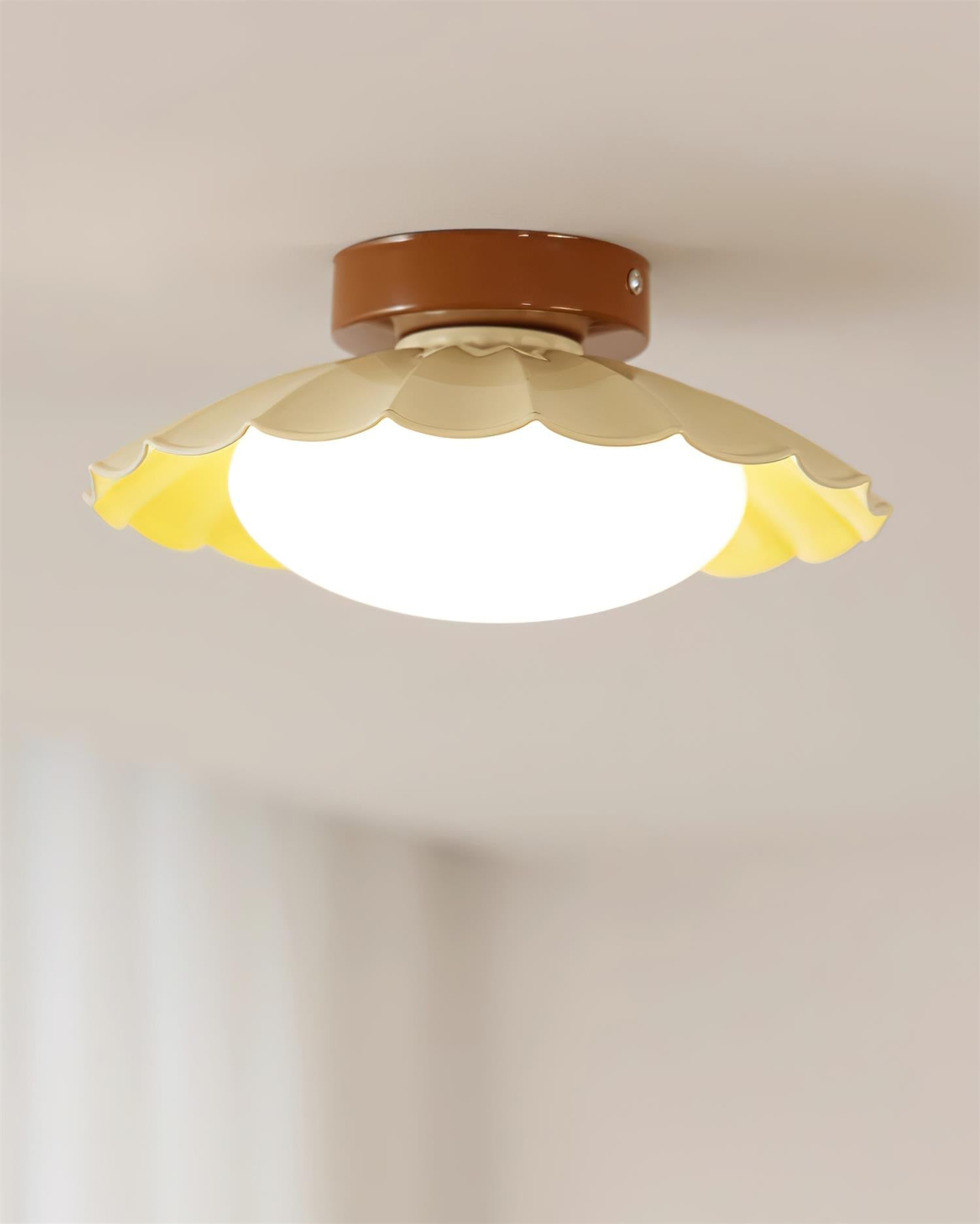Ceiling Light Metal 9.8 in x 5.1 in Warm White LED Brown Beige White Walnut Living Room Bedroom Fixture | Thomler
