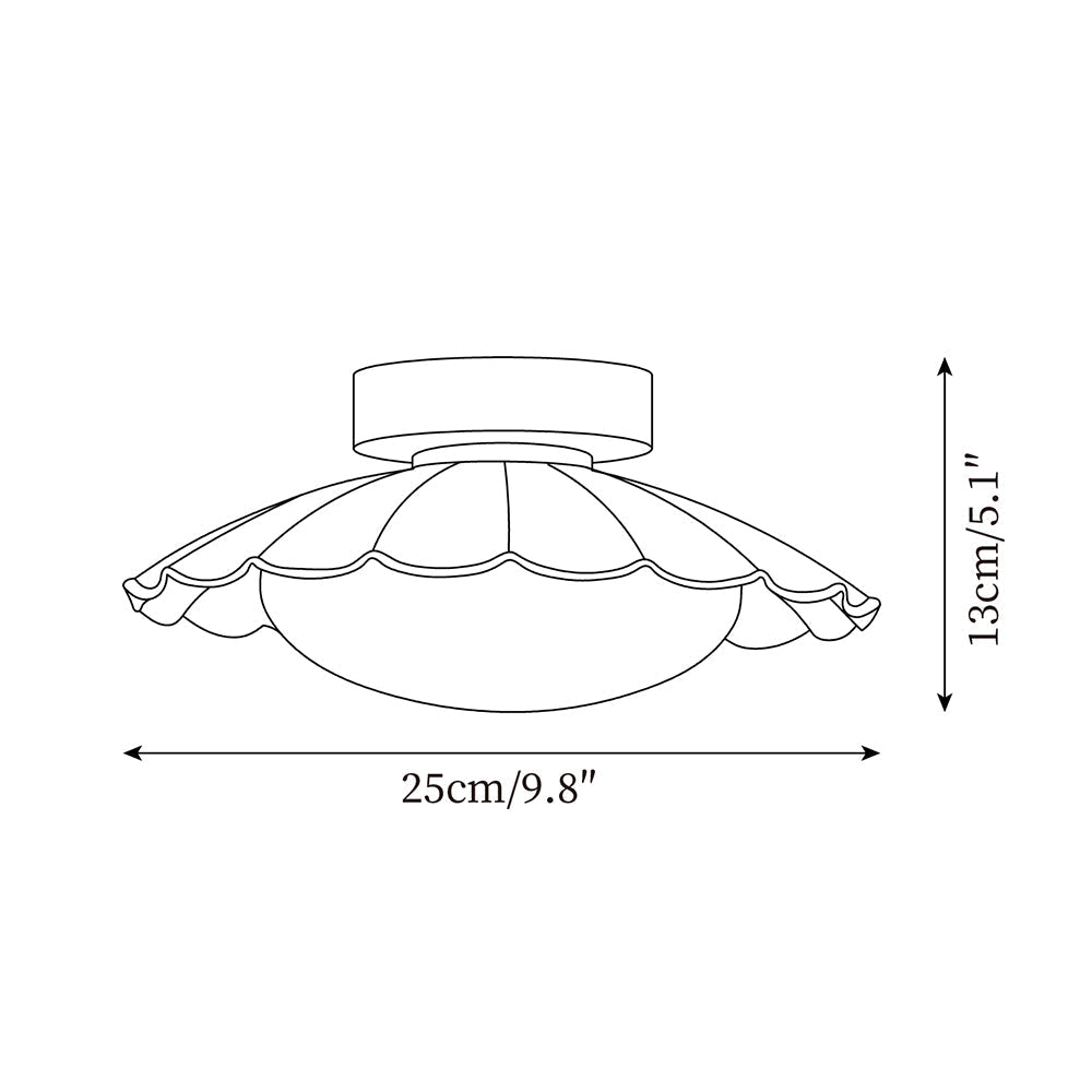 Ceiling Light Metal PE 9.8 in Flush Mount Bedroom Living Room Soft Ambient Lighting Scalloped Modern Indoor Fixture | Thomler