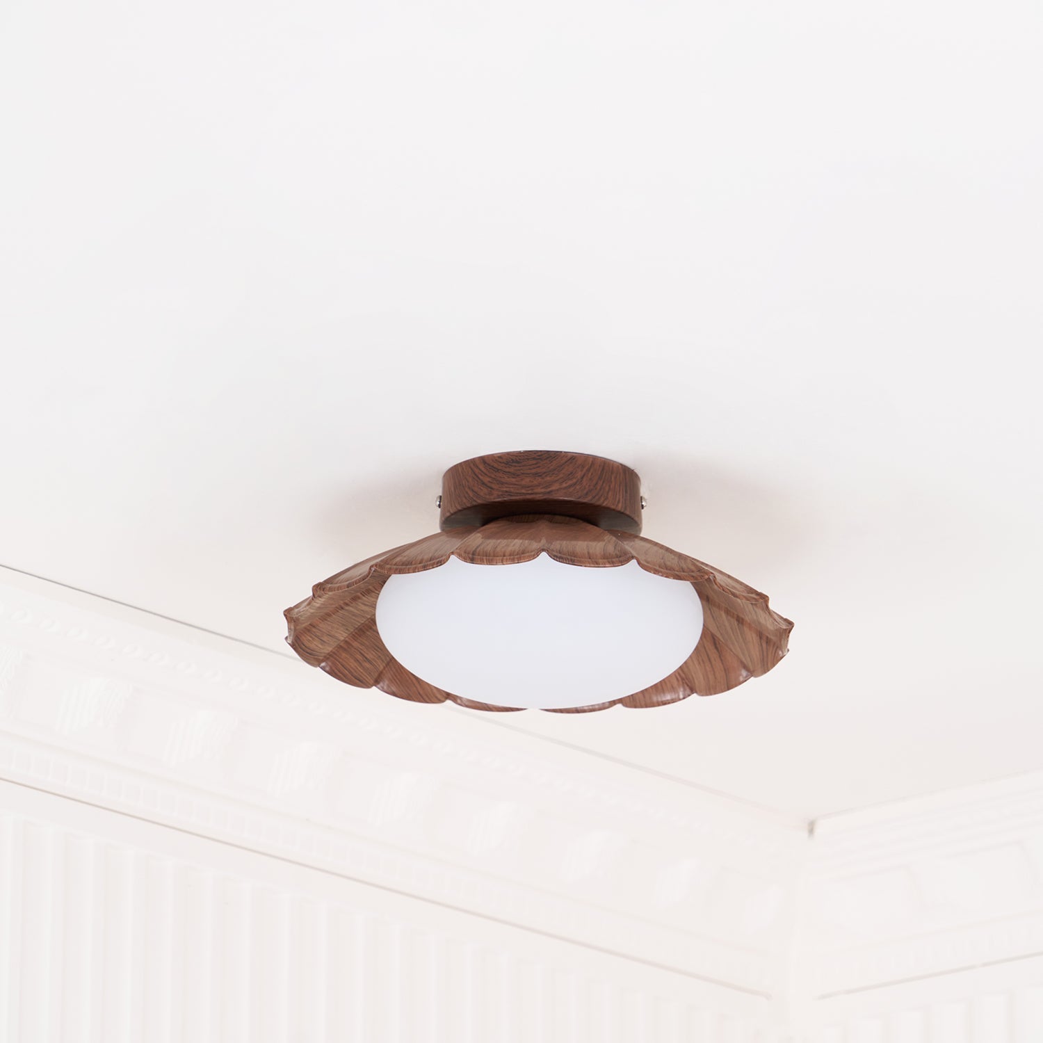 Ceiling Light Metal PE 9.8 in Flush Mount Bedroom Living Room Soft Ambient Lighting Scalloped Modern Indoor Fixture | Thomler