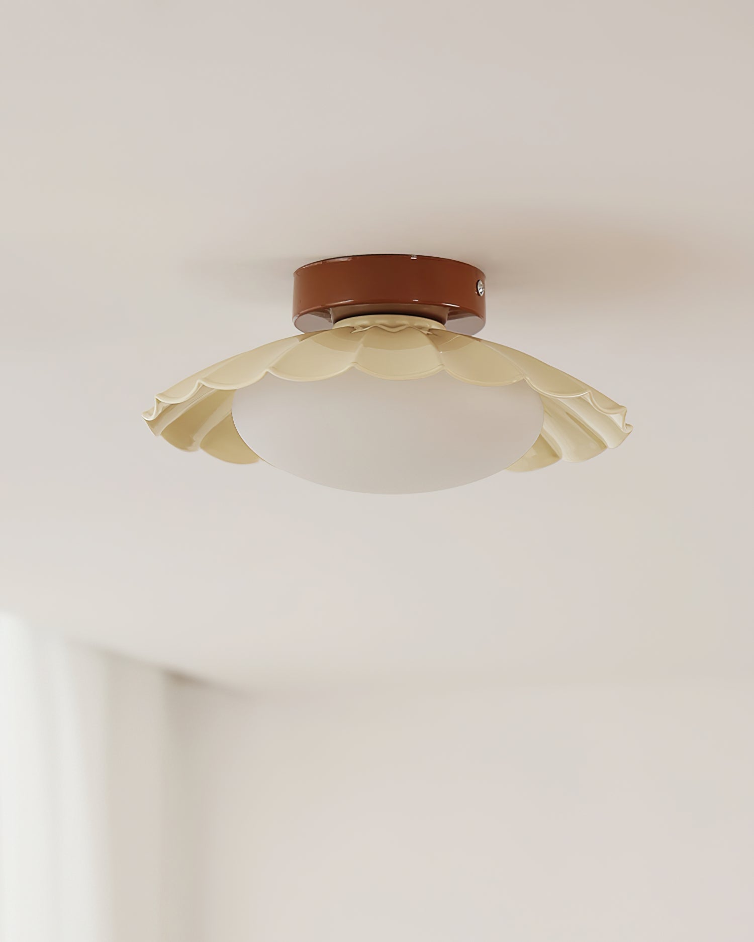 Ceiling Light Metal 9.8 in x 5.1 in Warm White LED Brown Beige White Walnut Living Room Bedroom Fixture | Thomler