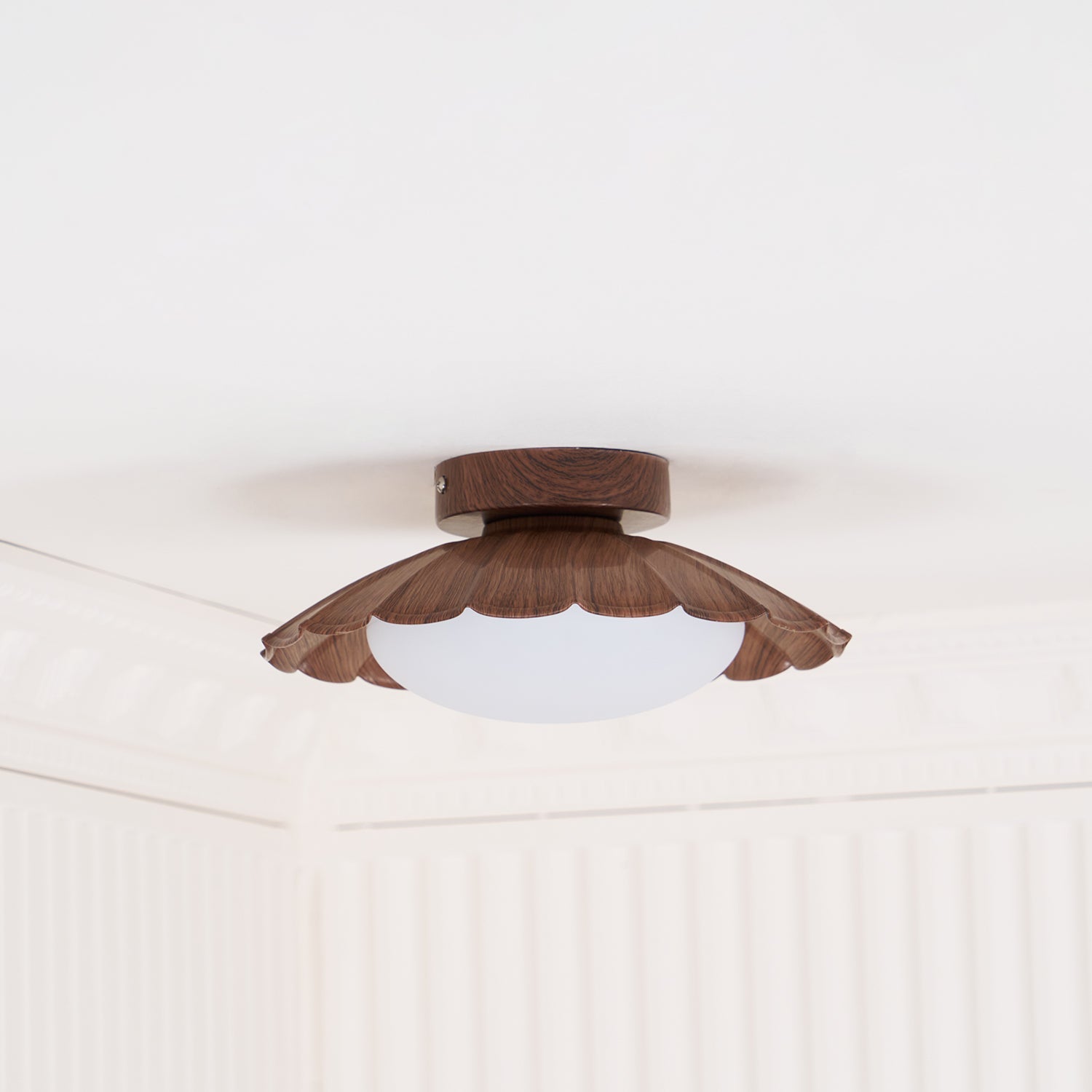 Ceiling Light Metal 9.8 in x 5.1 in Warm White LED Brown Beige White Walnut Living Room Bedroom Fixture | Thomler