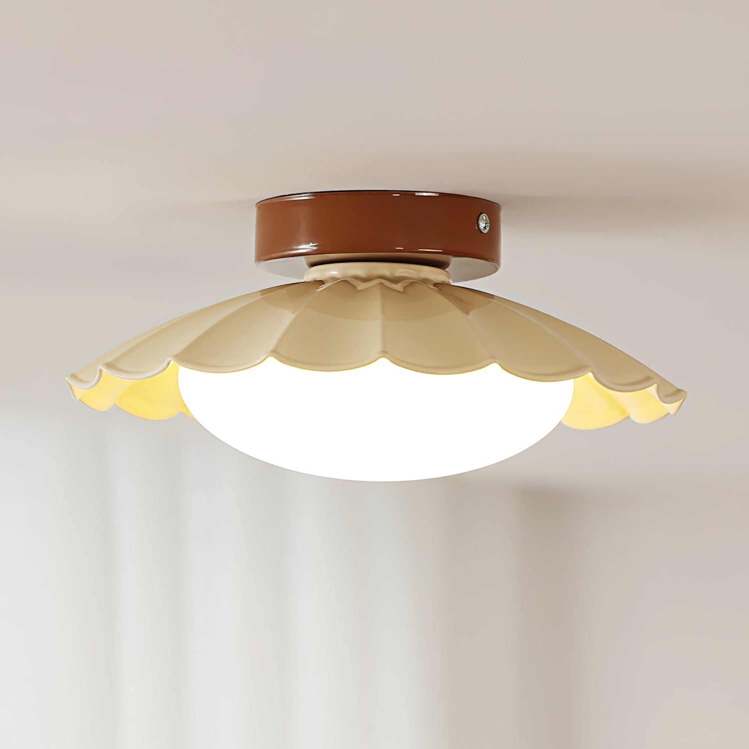 Ceiling Light Metal PE 9.8 in Flush Mount Bedroom Living Room Soft Ambient Lighting Scalloped Modern Indoor Fixture | Thomler