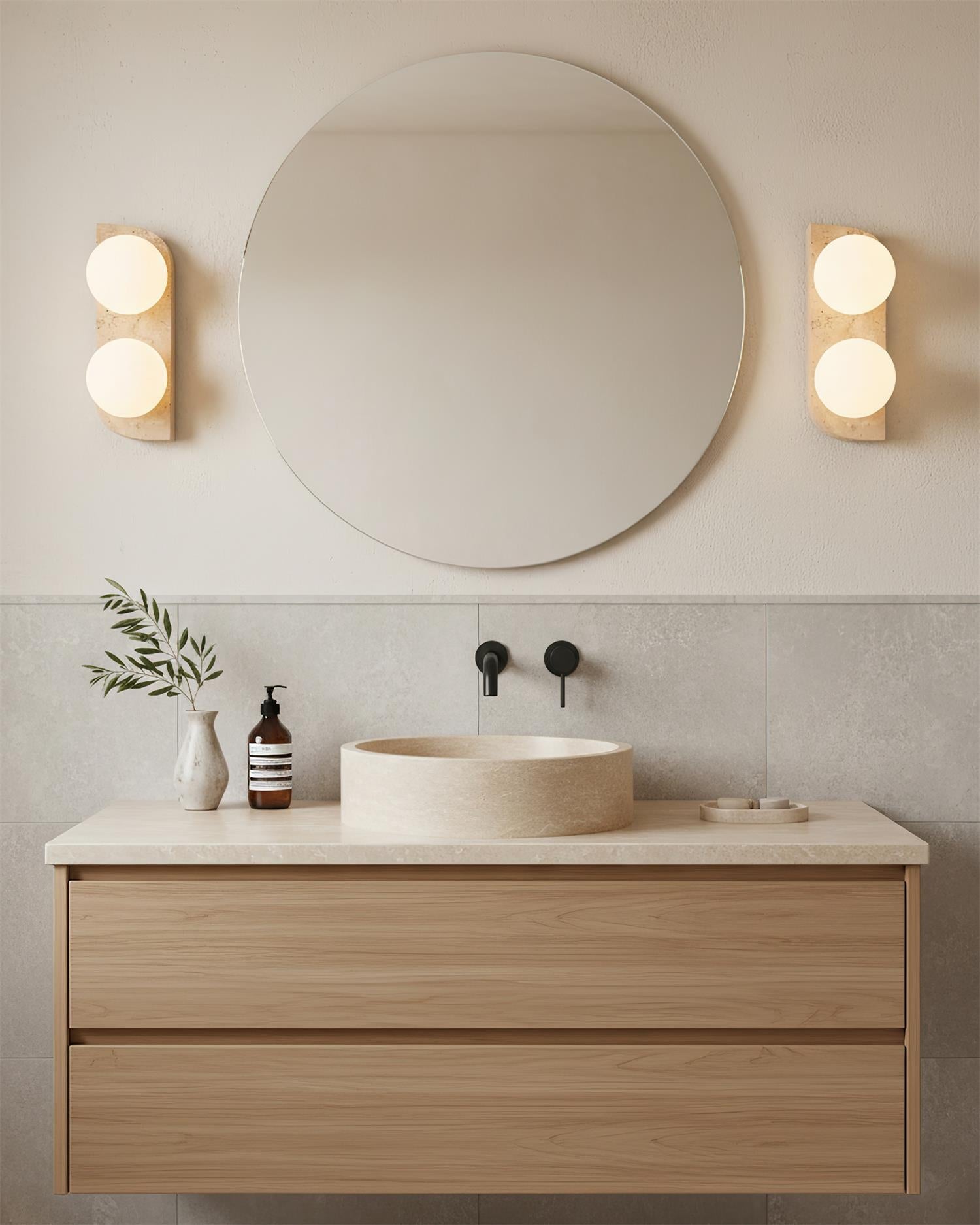 Wall Lamp Travertine Stone 7W G9 7 in Indoor Bathroom Hallway Lighting Fixture Modern Minimalist Design | Thomler