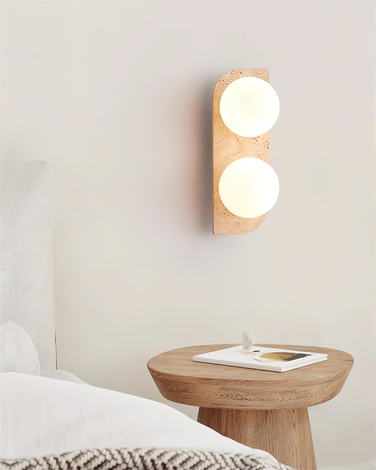 Wall Lamp Travertine Glass G9 Beige Living Room Hallway Bathroom Minimalist Japandi Ambient Lighting | Thomler