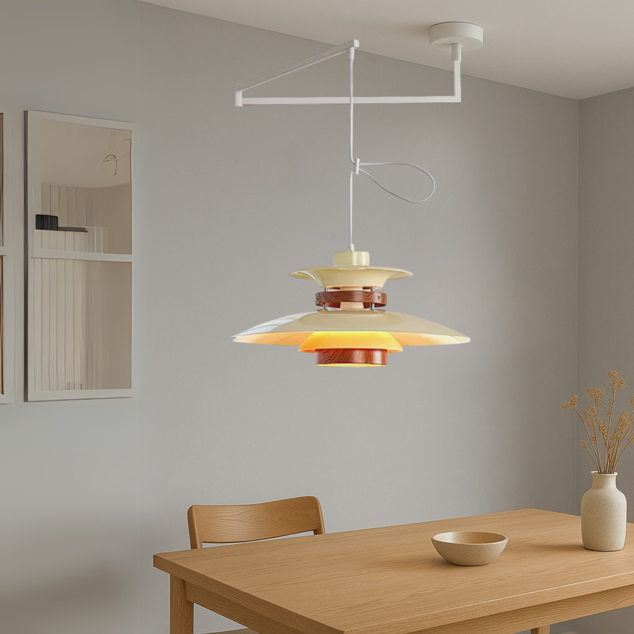 Pendant Light Metal Wood 50.0 cm Adjustable Dining Room Kitchen Island Hanging Lamp | Thomler