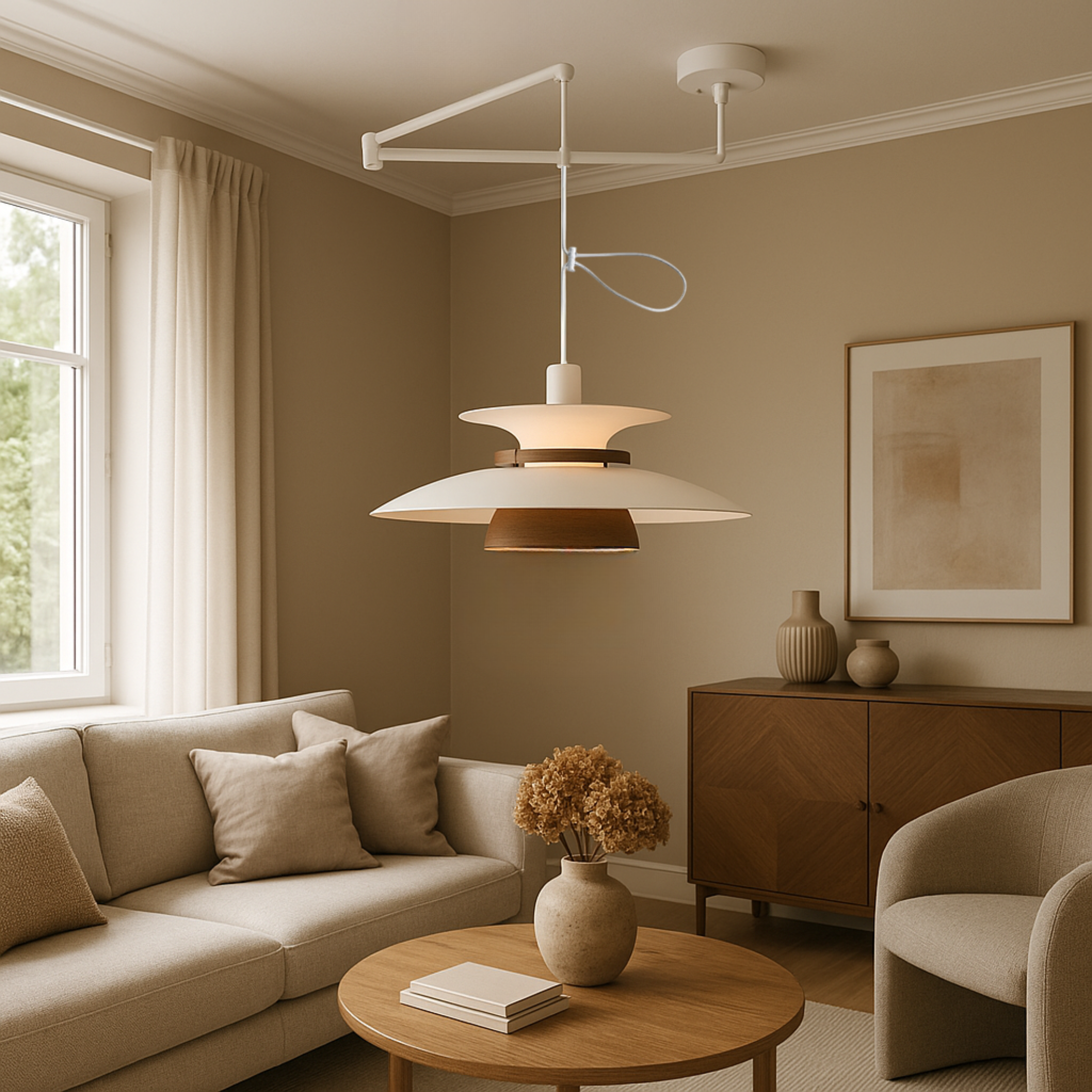 Pendant Light Metal Wood 50.0 cm Adjustable Dining Room Kitchen Island Hanging Lamp | Thomler