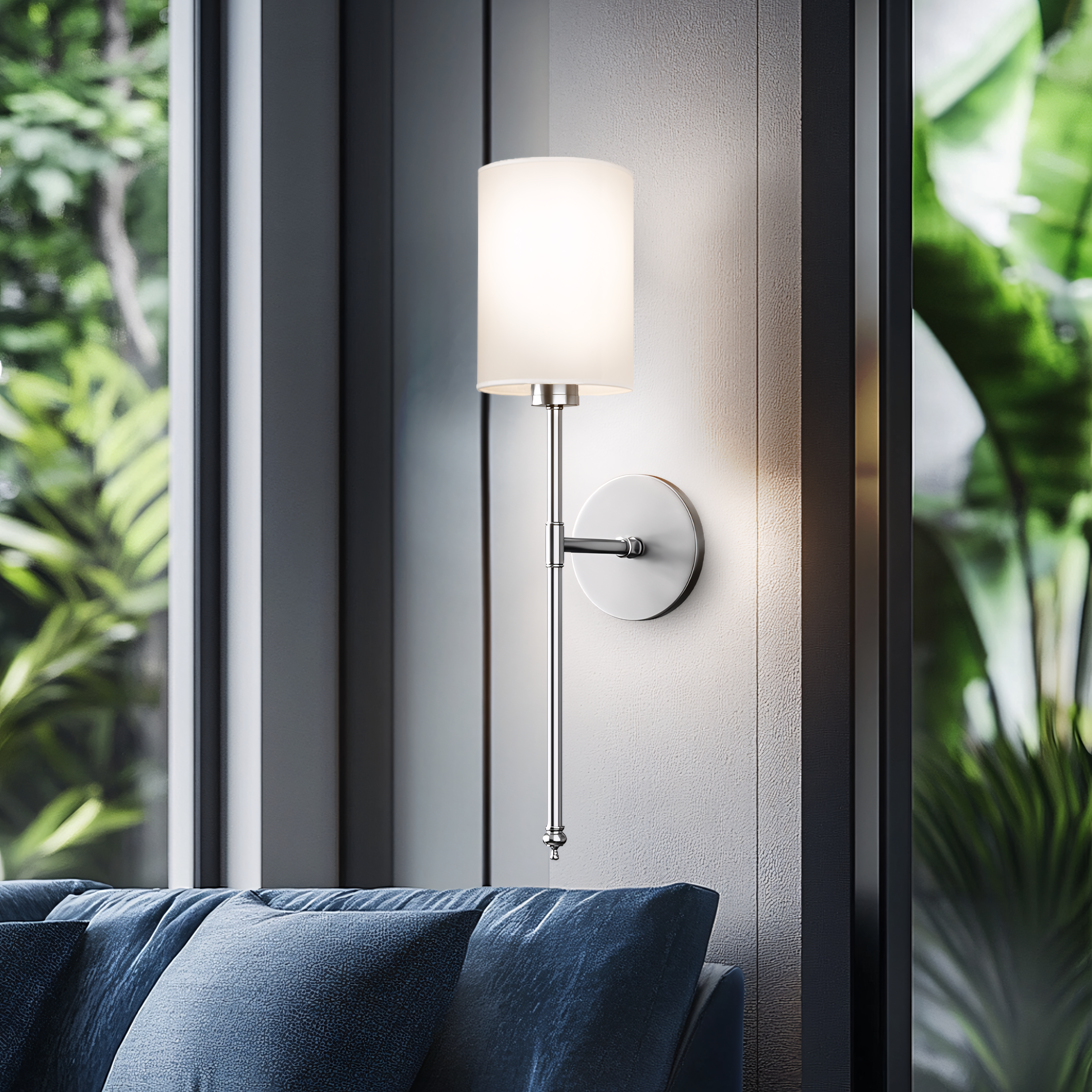 Wall Lamp Linen Cylinder Shade 51.5 cm Gold Bedroom Wireless Dimmable RGB Reading Light Set Of 2 | Thomler