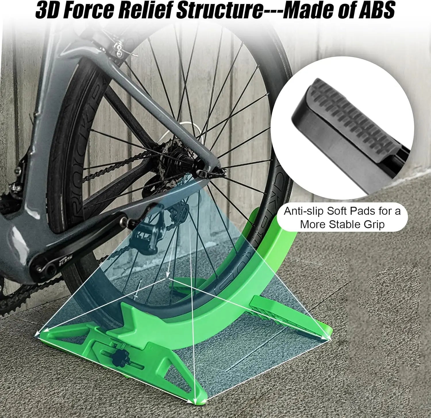 Bicycle Stand ABS Plastic 54.0 cm x 40.0 cm Bike Storage Floor Rack Front Rear Wheel Parking Holder Garage Organisation | Thomler