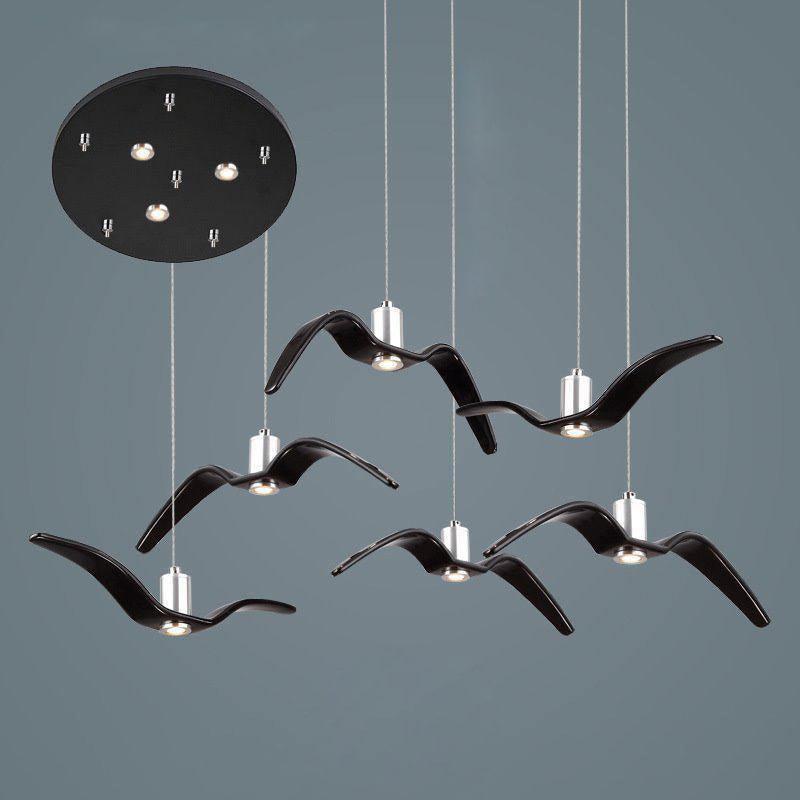 Pendant Light Resin LED 40.0 cm Black Dining Room Bird Ceiling Hanging Lamp Adjustable Cable Modern Scandinavian | Thomler