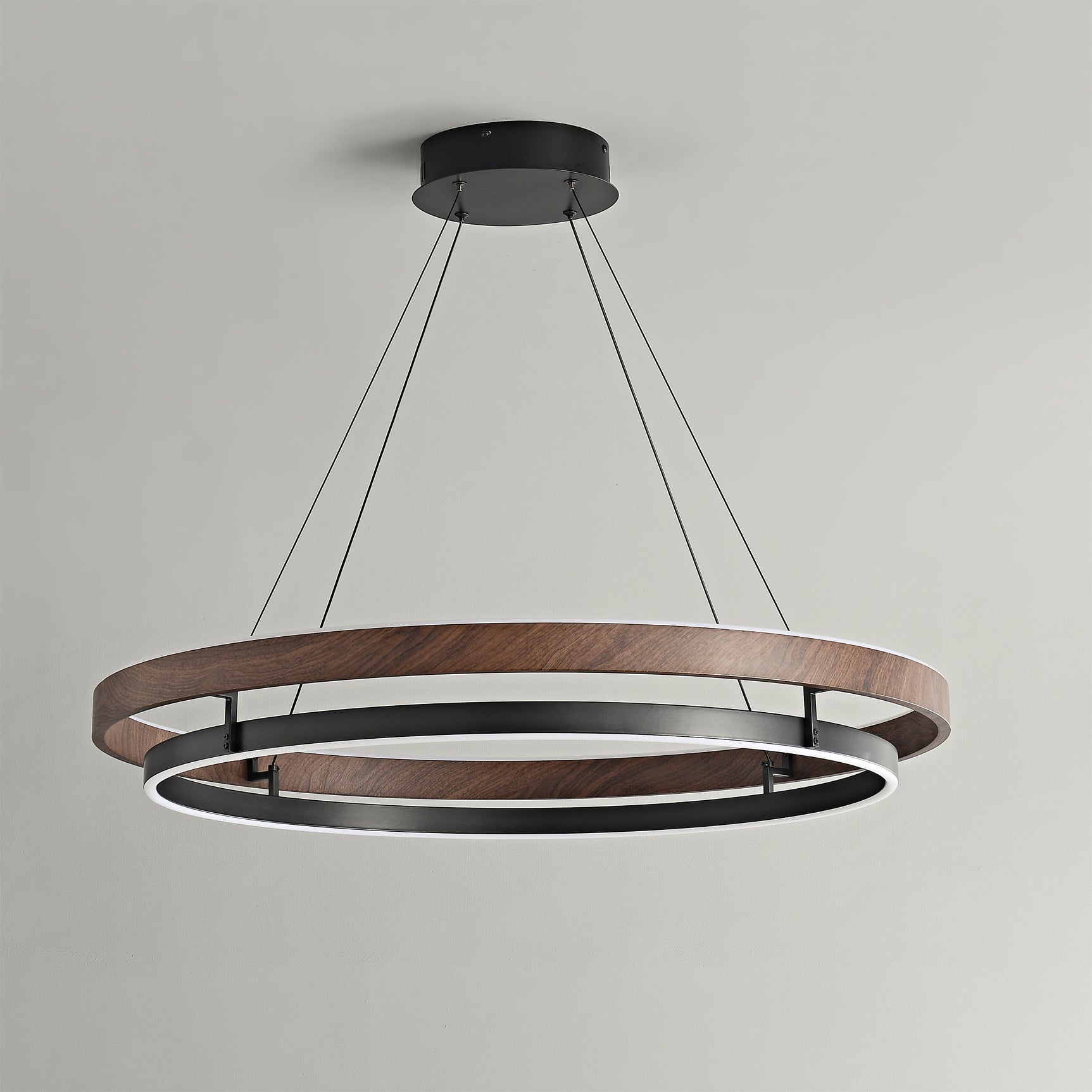 Chandelier Metal Double Ring 23.6 in LED Dining Room Modern Ceiling Light Fixture Adjustable Hanging | Thomler