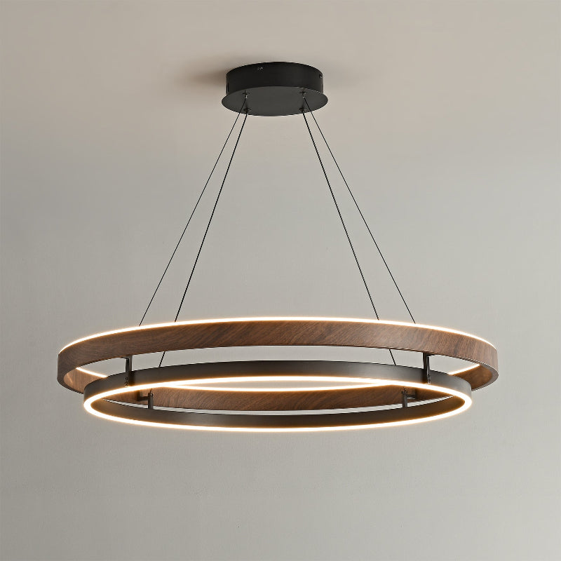 Chandelier Metal Double Ring 23.6 in LED Dining Room Modern Ceiling Light Fixture Adjustable Hanging | Thomler