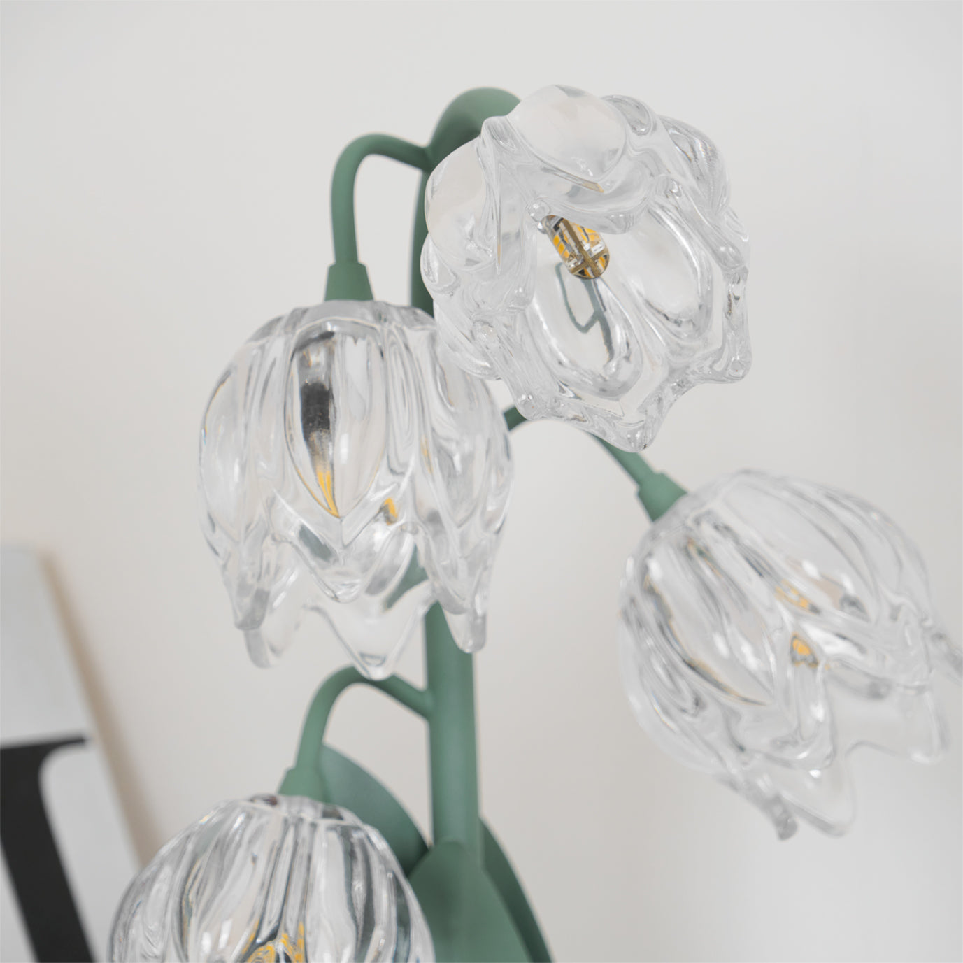 Table Lamp Glass Flower 7 in Decorative Green Indoor Bedroom Living Room Accent Lighting | Thomler