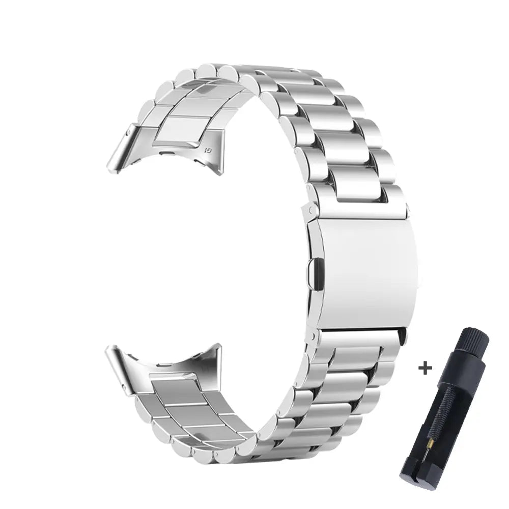 Steel Bracelet-Style Band for Google Pixel Watch & Pixel Watch 2 – Secure Link Design – Compatible with 41mm Case – 8 Finishes – Clasp | Thomler