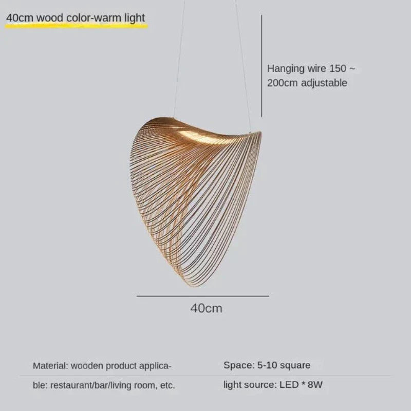 Pendant Light Wood LED 8W Natural Adjustable 200.0 cm Dining Room Restaurant Hanging Ceiling Lamp | Thomler