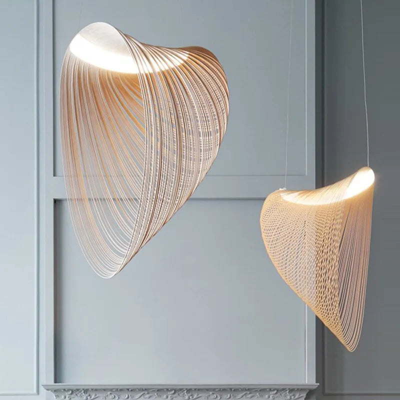 Pendant Light Wood LED 8W Natural Adjustable 200.0 cm Dining Room Restaurant Hanging Ceiling Lamp | Thomler