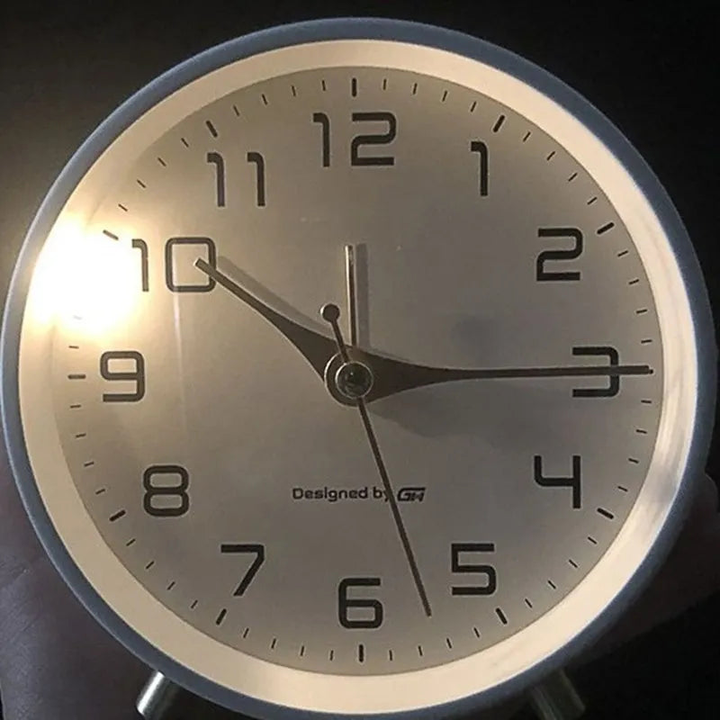 Table Clock Metal Glass 12.0 cm Silent Bedroom Living Room Scandinavian Desk Clock Nightstand Decorative Timepiece | Thomler