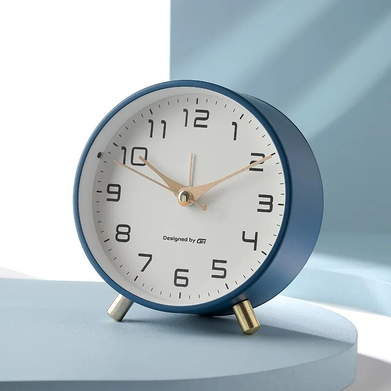 Table Clock Metal Glass 12.0 cm Silent Movement White Bedroom Living Room Desk Clock Scandinavian Minimalist Decor | Thomler