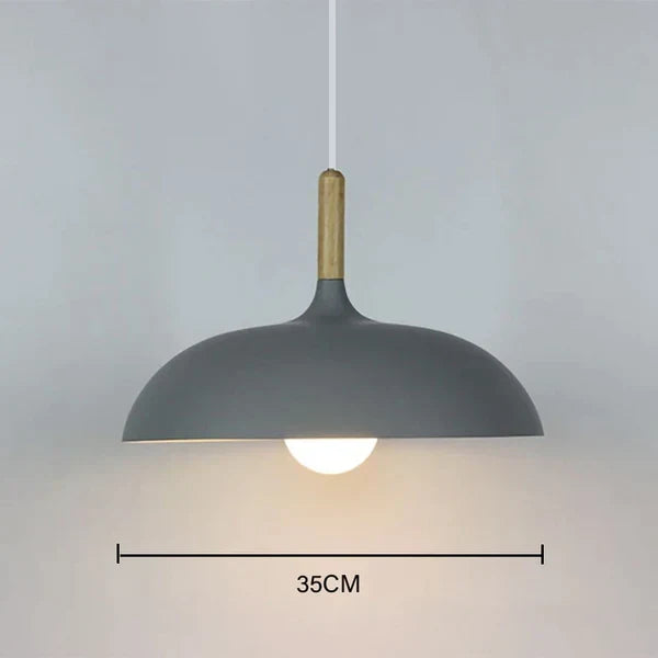 Oak Wood Pendant Light Fixture – Modern Scandinavian Ceiling Lamp with LED – Adjustable Cord – For Kitchen, Dining Room, Bedroom, Living | Thomler