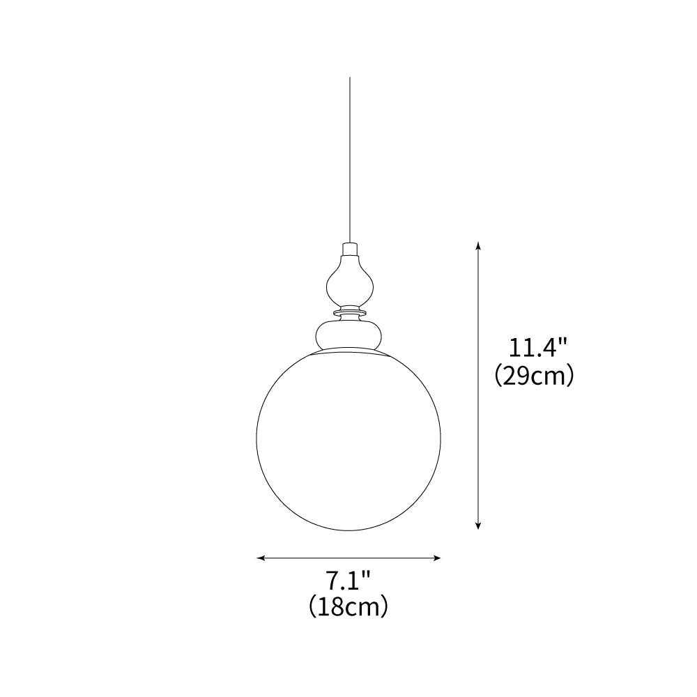 Pendant Light Wood 7.1 in Diameter Milky White Glass Adjustable Ceiling Dining Room Bedroom Lighting | Thomler