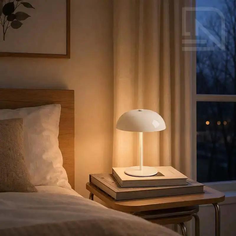 Rechargeable Cordless LED Table Lamp with Touch Dimming & Adjustable Height – Mushroom Design | Thomler