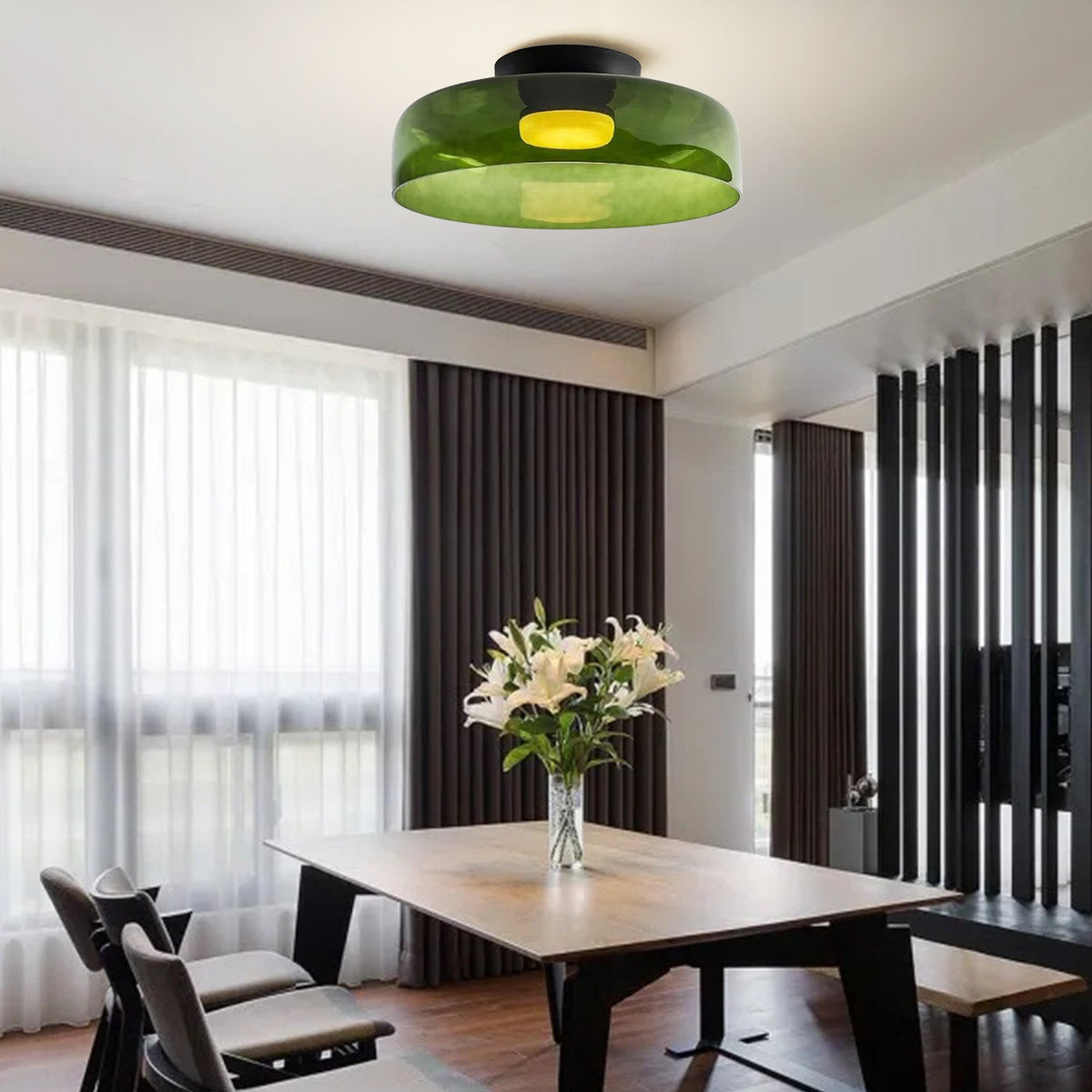 Layered Glass Ceiling Light Modern Multi-Tier Flush Mount Fixture with LED Hardwired for Kitchen Dining Room Bedroom Living Room | Thomler
