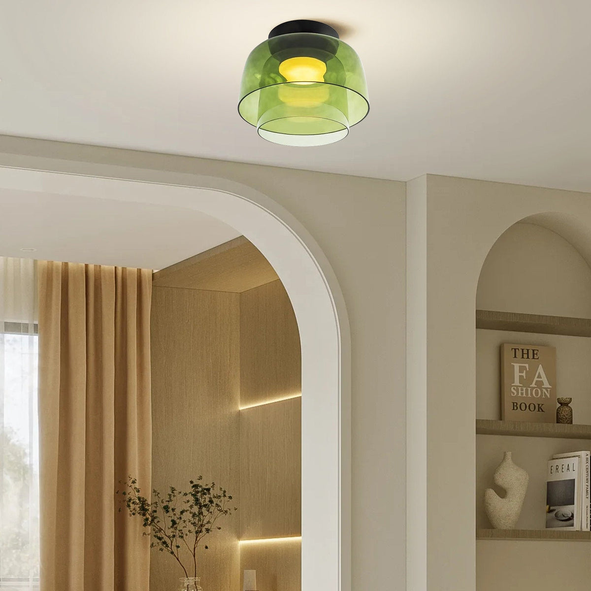 Layered Glass Ceiling Light Modern Multi-Tier Flush Mount Fixture with LED Hardwired for Kitchen Dining Room Bedroom Living Room | Thomler