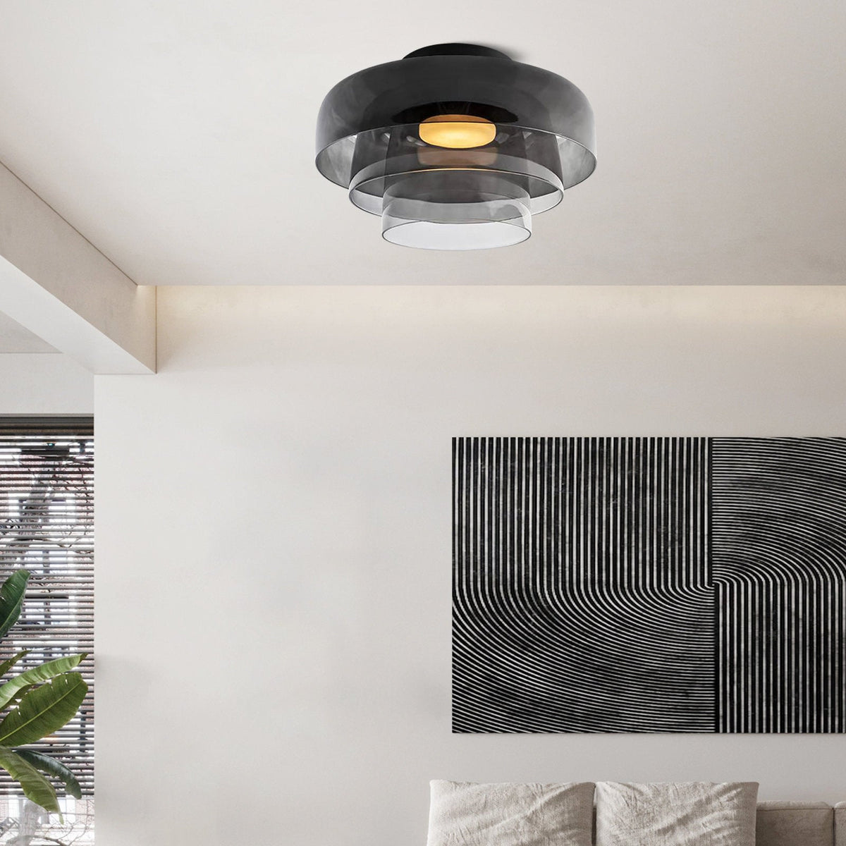 Layered Glass Ceiling Light Modern Multi-Tier Flush Mount Fixture with LED Hardwired for Kitchen Dining Room Bedroom Living Room | Thomler