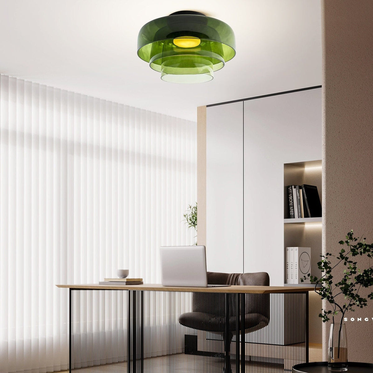 Layered Glass Ceiling Light Modern Multi-Tier Flush Mount Fixture with LED Hardwired for Kitchen Dining Room Bedroom Living Room | Thomler