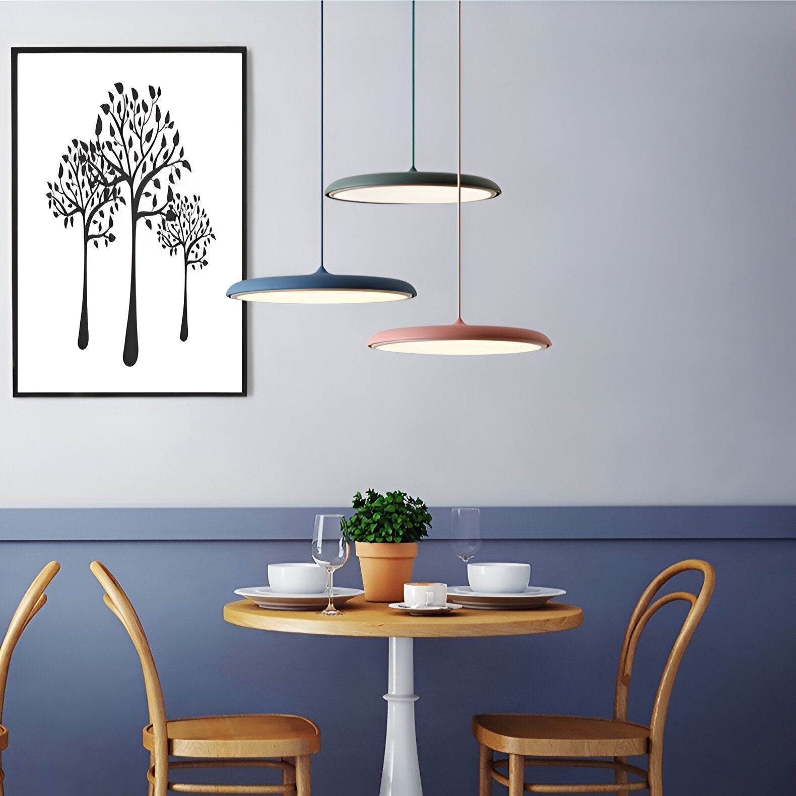 Pendant Light Zinc Alloy 25.0 cm (9.8") LED 4000K Rose Gold Living Room Bedroom Saucer Ceiling Hanging Lamp Adjustable | Thomler