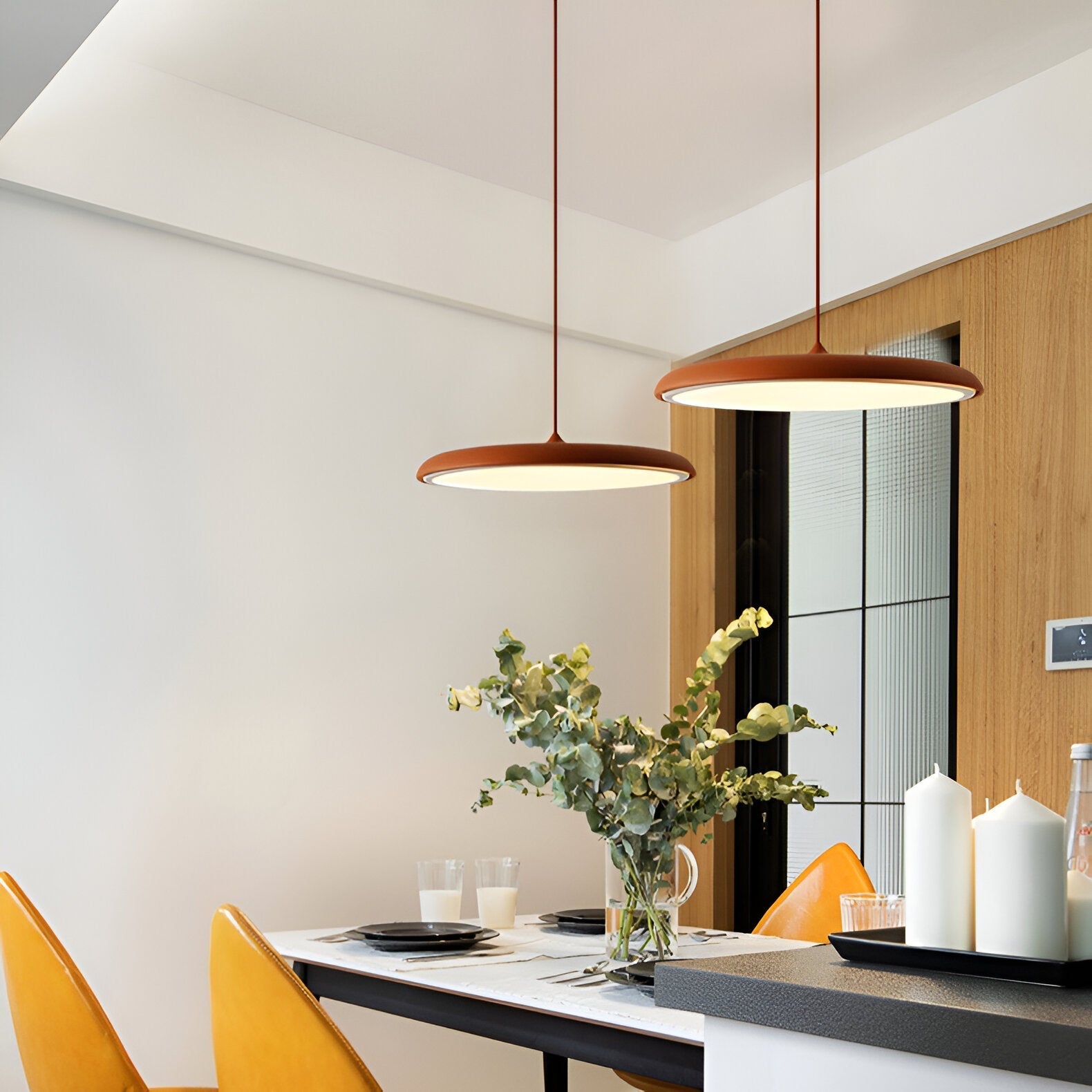Pendant Light Zinc Alloy 25.0 cm (9.8") LED 4000K Rose Gold Living Room Bedroom Saucer Ceiling Hanging Lamp Adjustable | Thomler
