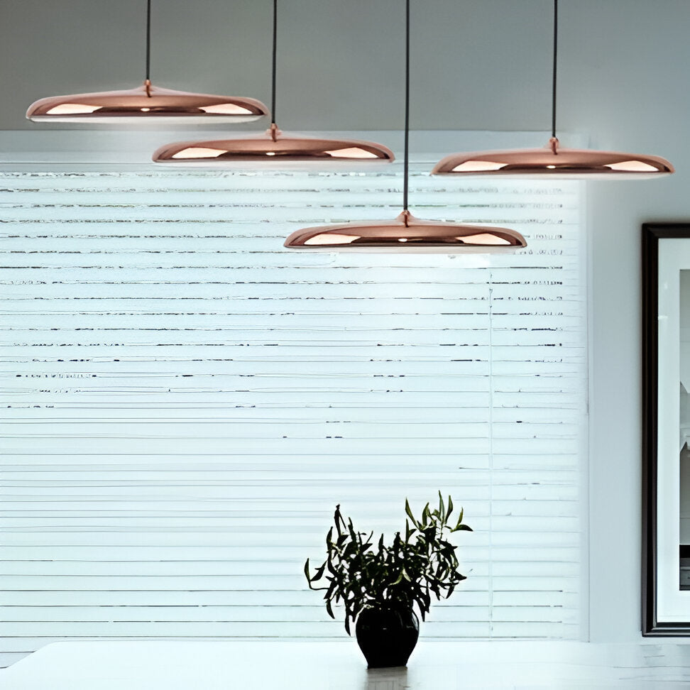 Pendant Light Zinc Alloy 25.0 cm (9.8") LED 4000K Rose Gold Living Room Bedroom Saucer Ceiling Hanging Lamp Adjustable | Thomler
