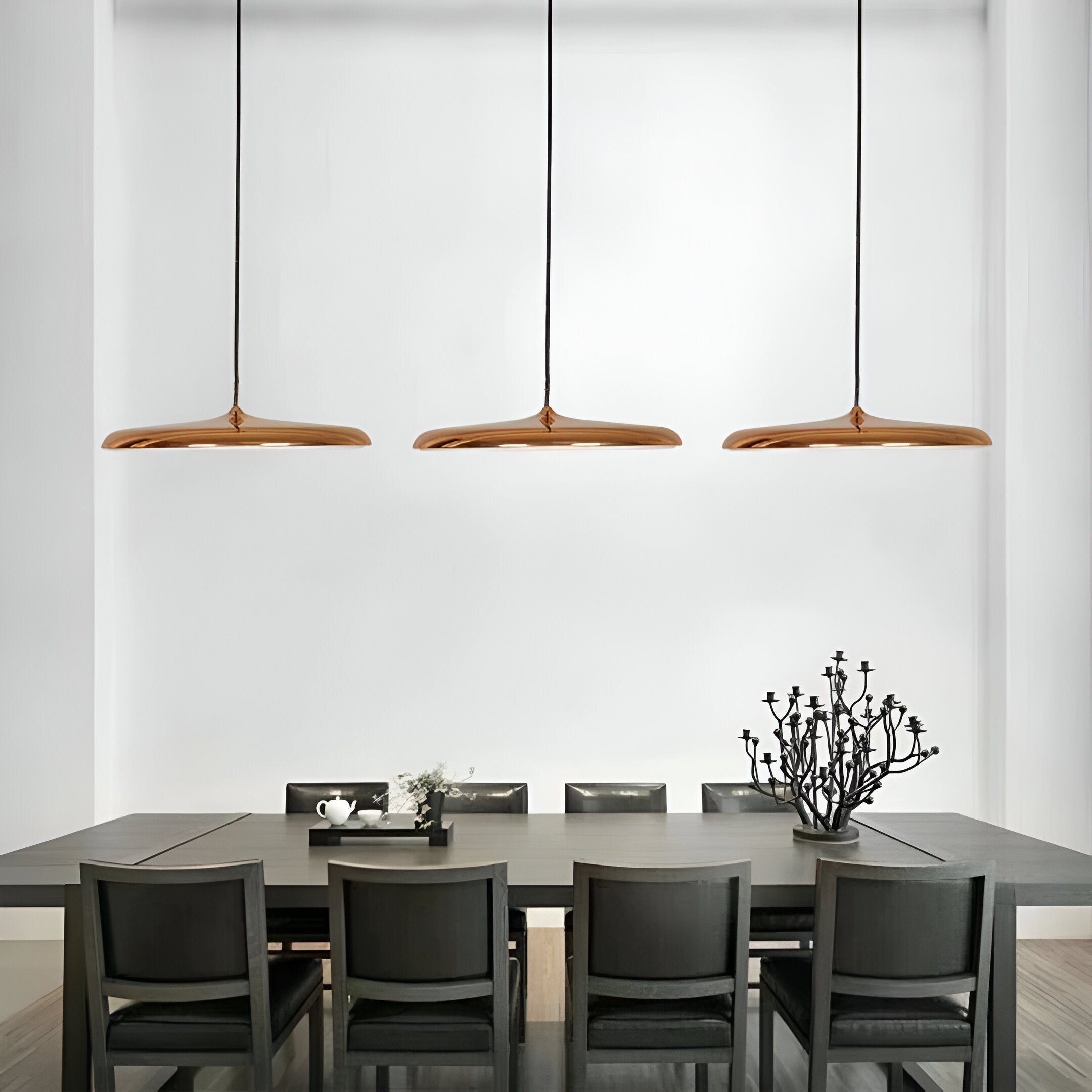 Pendant Light Zinc Alloy 25.0 cm (9.8") LED 4000K Rose Gold Living Room Bedroom Saucer Ceiling Hanging Lamp Adjustable | Thomler