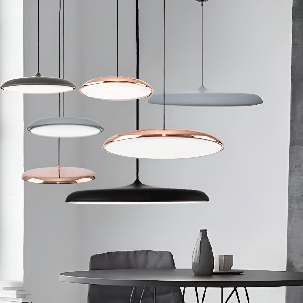 Pendant Light Zinc Alloy 25.0 cm (9.8") LED 4000K Rose Gold Living Room Bedroom Saucer Ceiling Hanging Lamp Adjustable | Thomler