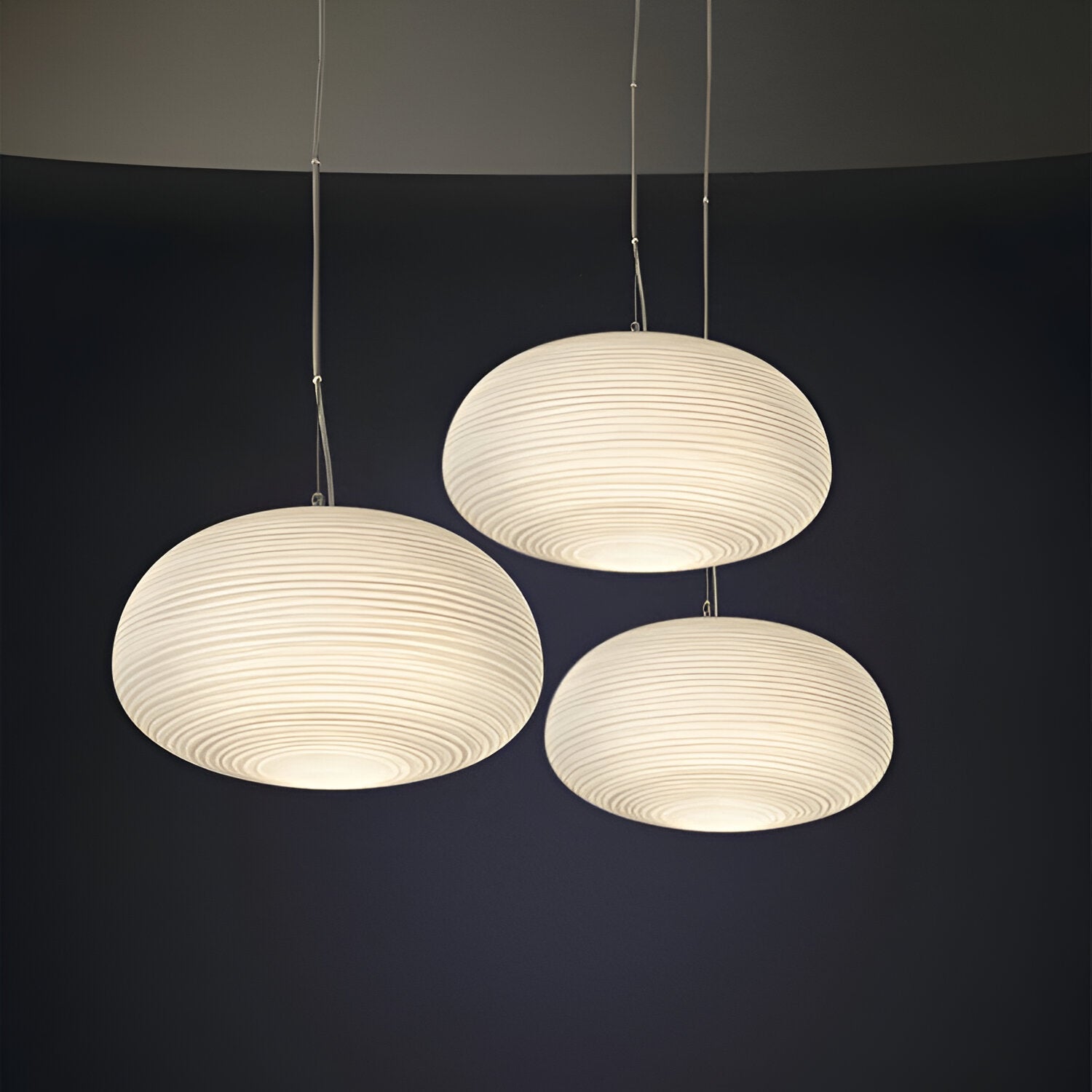 Opaline Pendant Light Ribbed Glass LED 13.4 in Adjustable Café Dining Room Hanging Lamp | Thomler