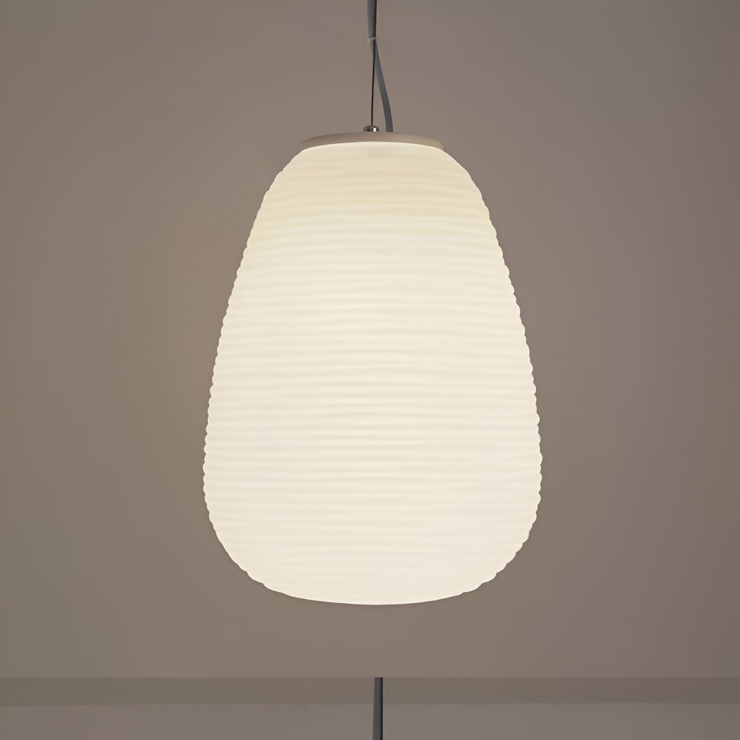 Opaline Pendant Light Ribbed Glass LED 13.4 in Adjustable Café Dining Room Hanging Lamp | Thomler