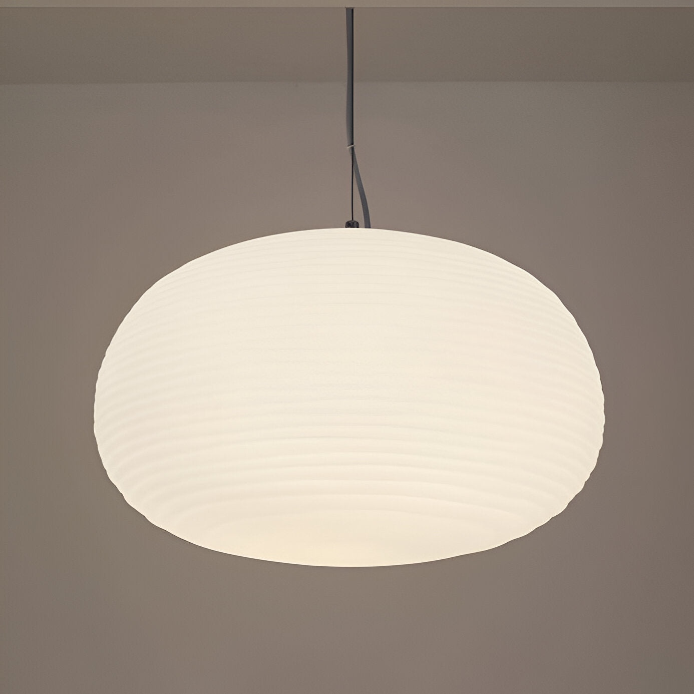 Opaline Pendant Light Ribbed Glass LED 13.4 in Adjustable Café Dining Room Hanging Lamp | Thomler