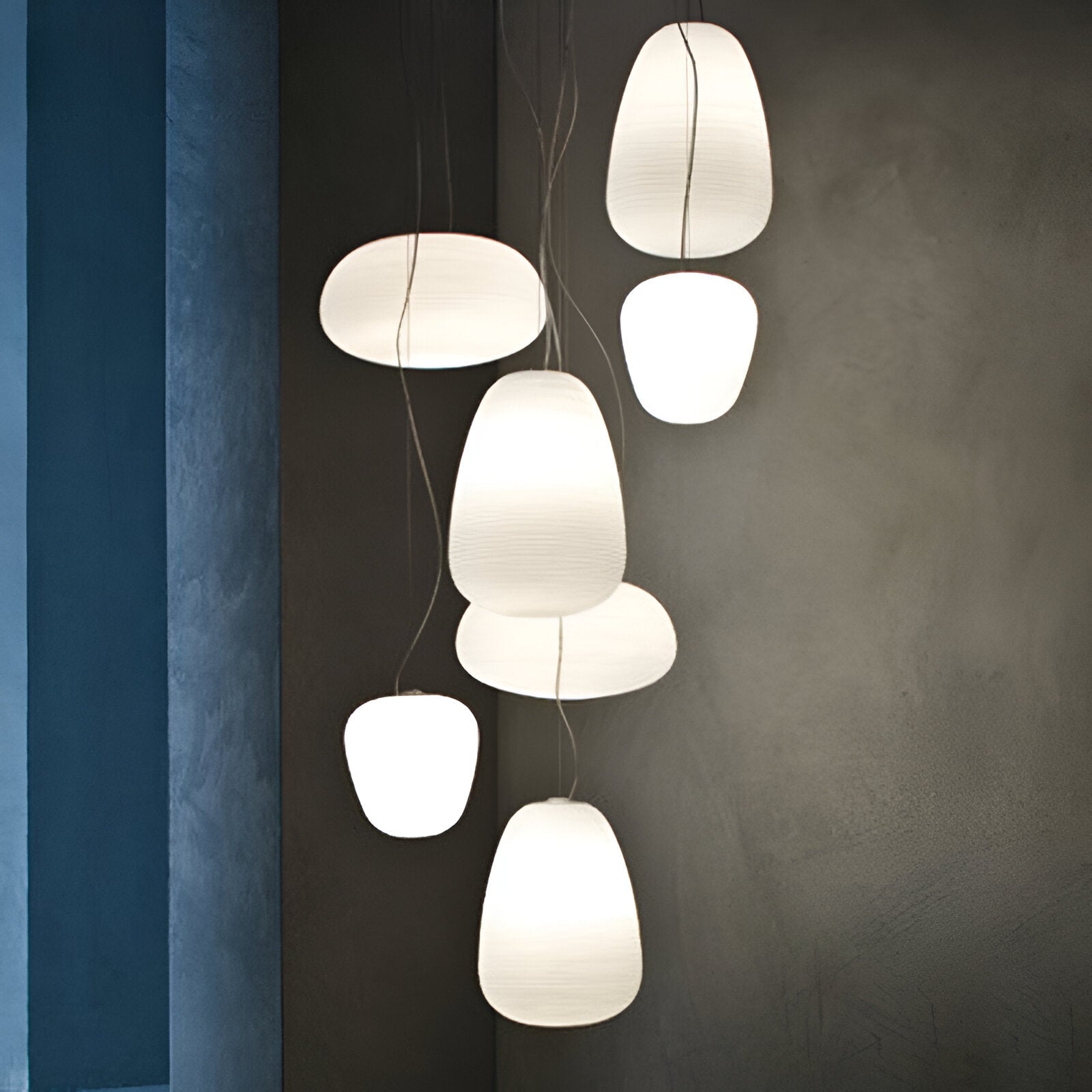 Opaline Pendant Light Ribbed Glass LED 13.4 in Adjustable Café Dining Room Hanging Lamp | Thomler