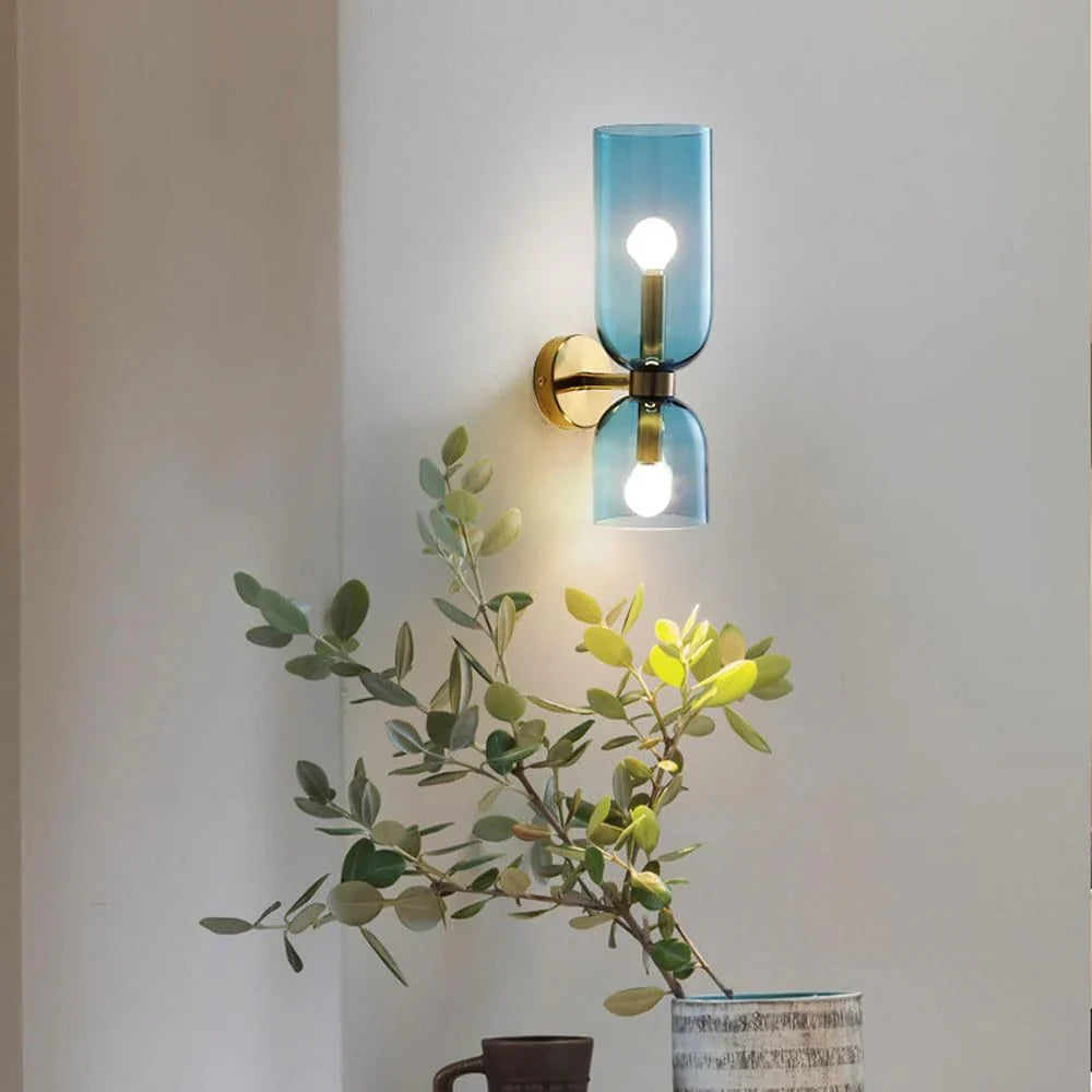 Wall Lamp Glass Double-Head 13.8 in Adjustable Indoor Reading Bedroom Hallway Lighting | Thomler